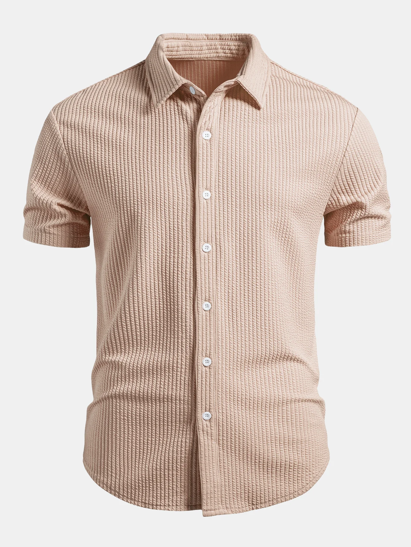 Muscle Fit Ribbed Button Up Shirt - Image 15