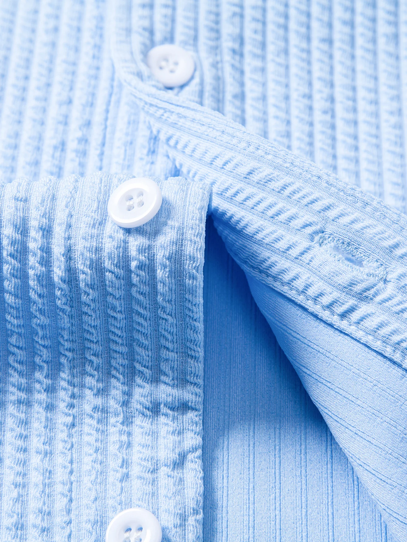 Muscle Fit Ribbed Button Up Shirt - Image 18