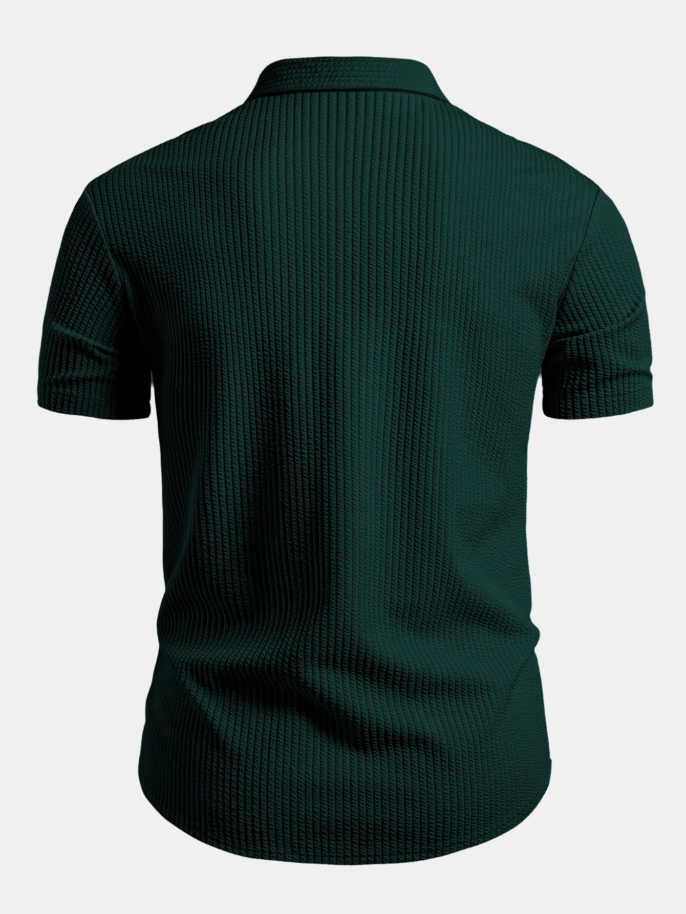 Muscle Fit Ribbed Button Up Shirt - Image 2