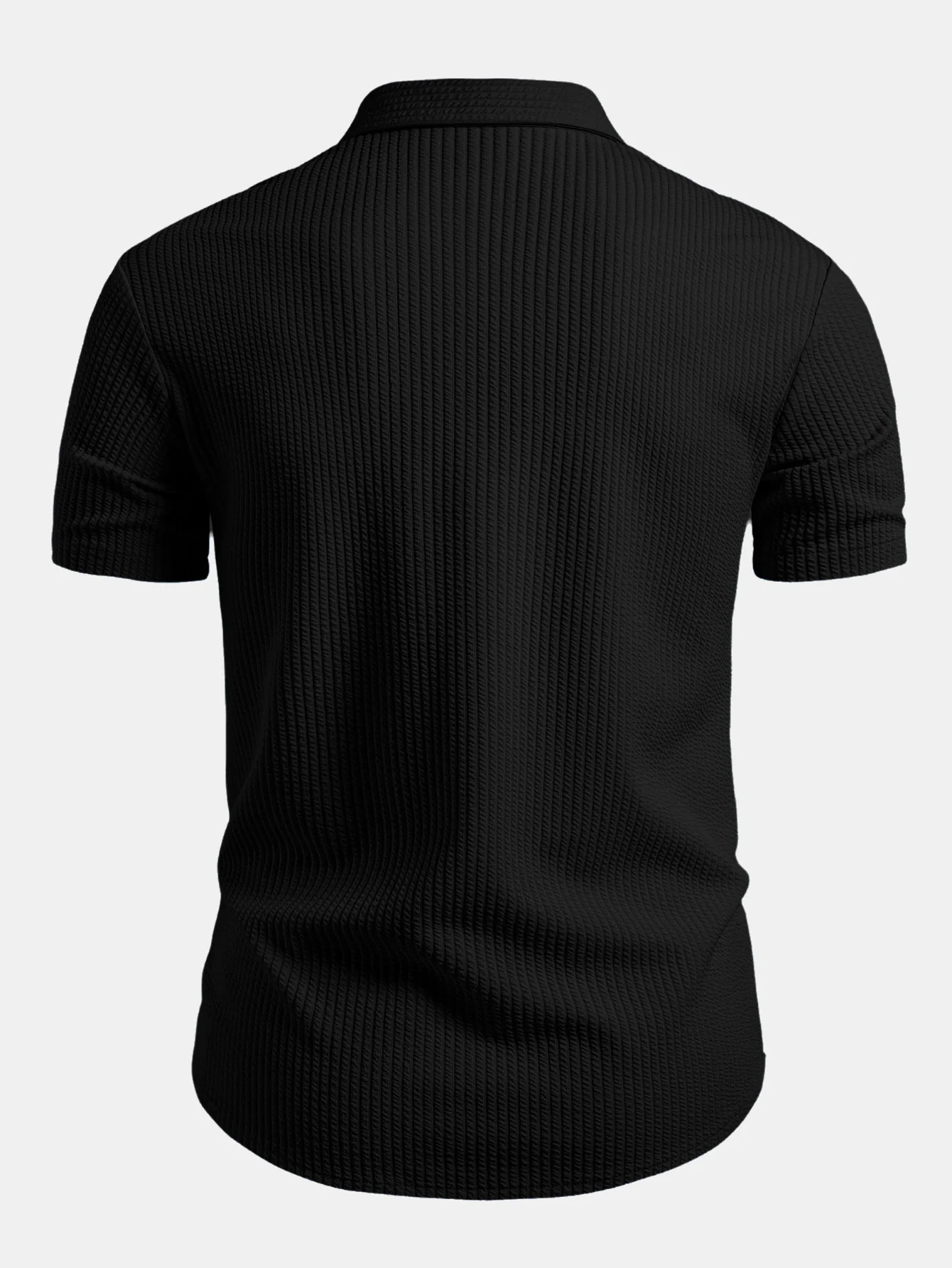 Muscle Fit Ribbed Button Up Shirt - Image 4