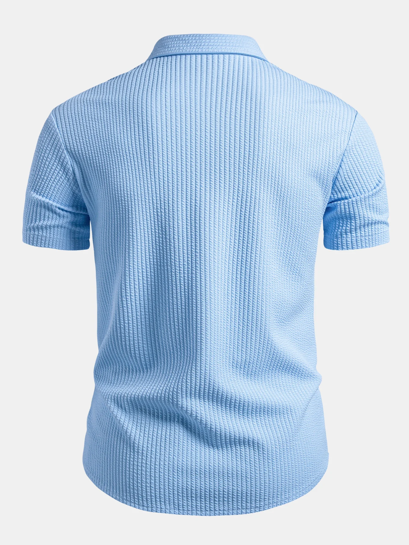 Muscle Fit Ribbed Button Up Shirt - Image 6