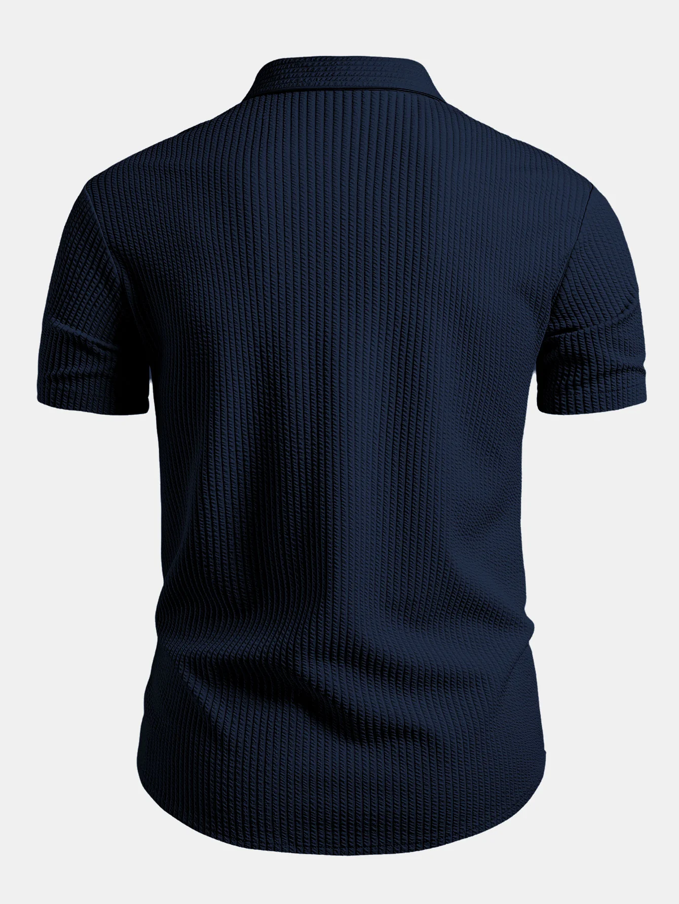 Muscle Fit Ribbed Button Up Shirt - Image 8