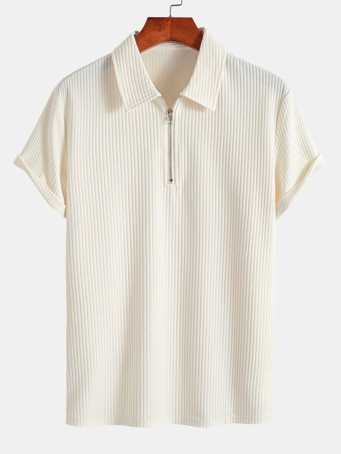 Muscle Fit Ripp-Polo mit halbem Reißverschluss & Shorts - Image 6