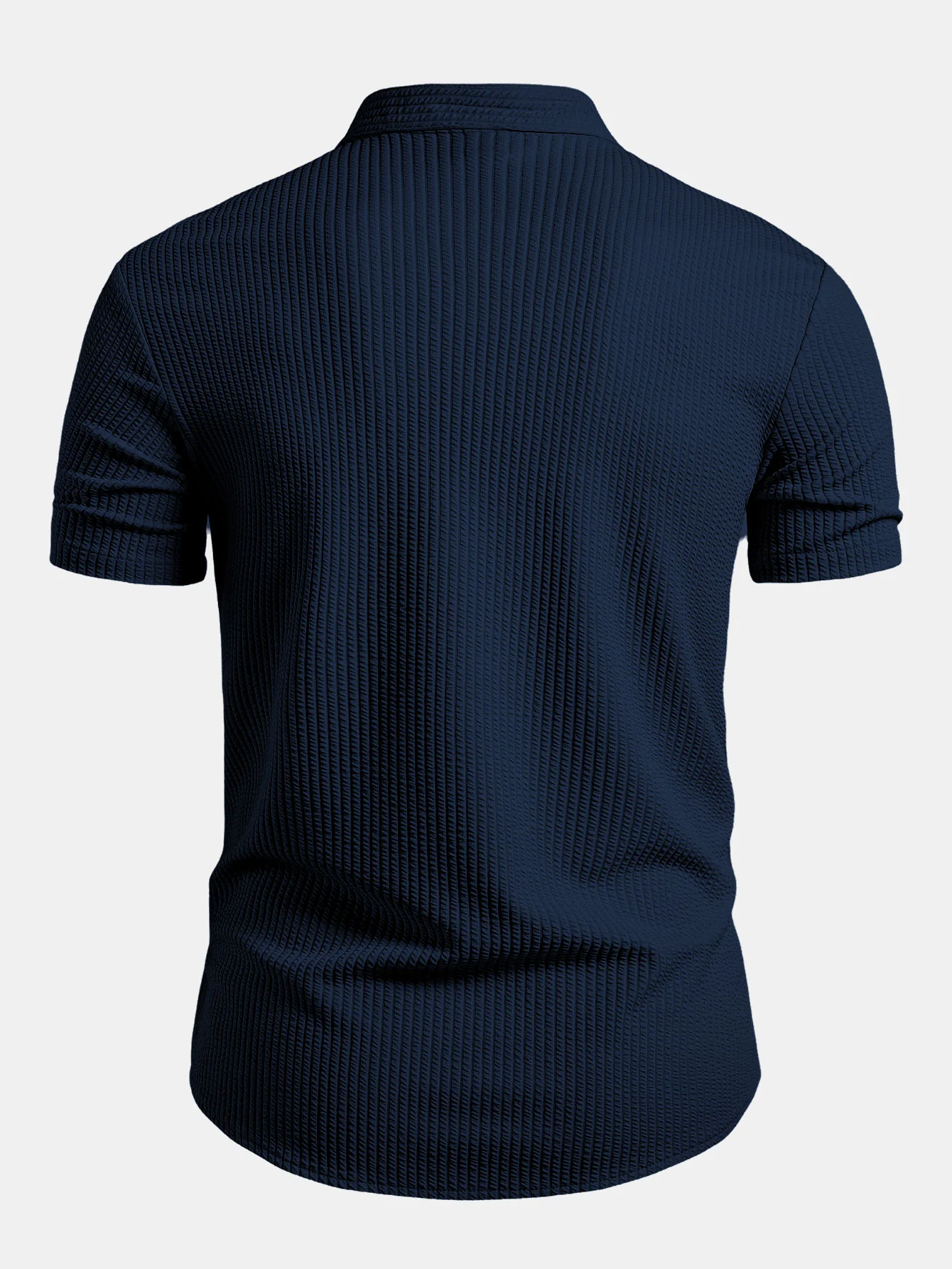 Muscle Fit Ribbed Stand Collar Shirt - Image 10
