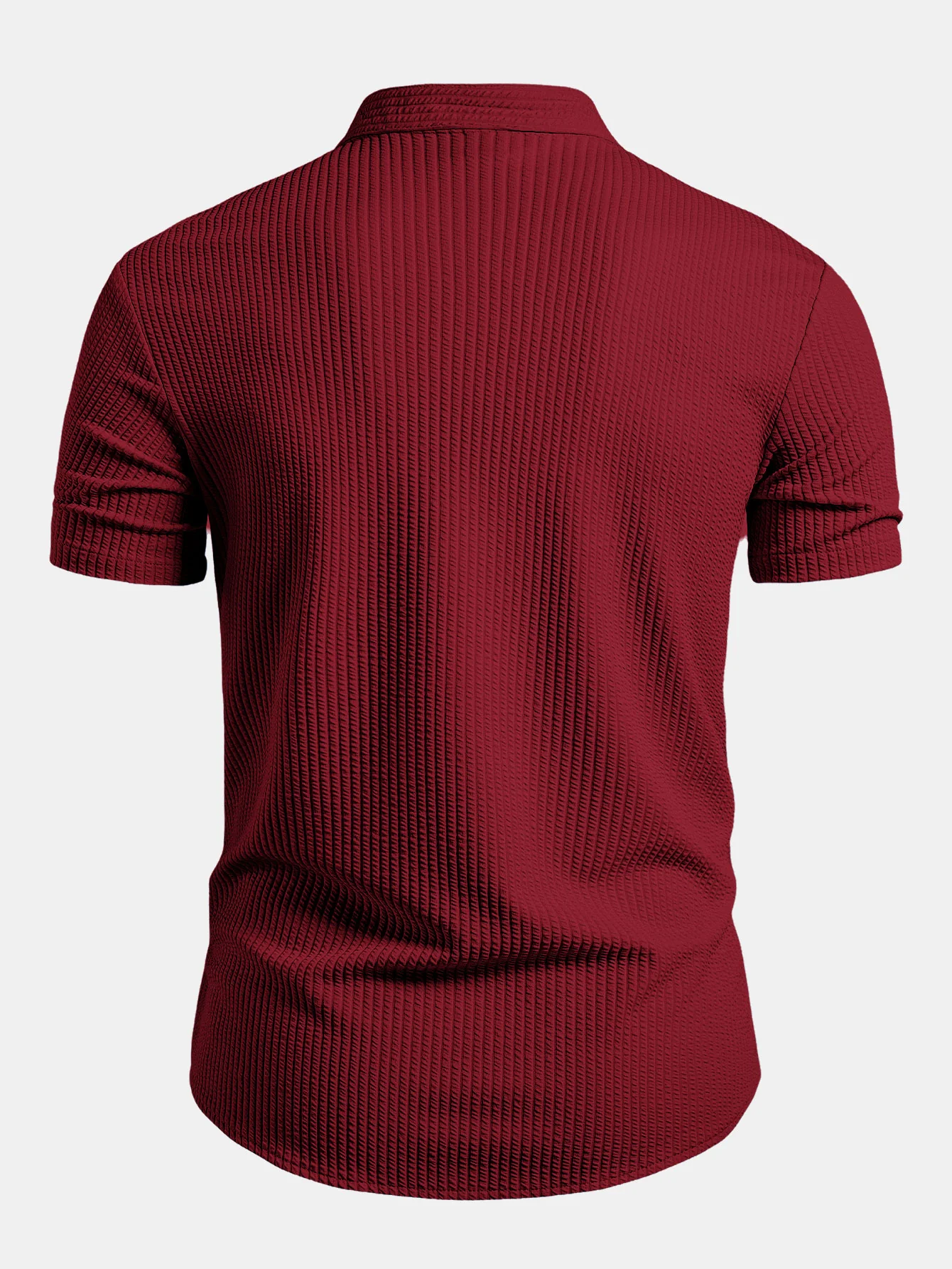 Muscle Fit Ribbed Stand Collar Shirt - Image 12