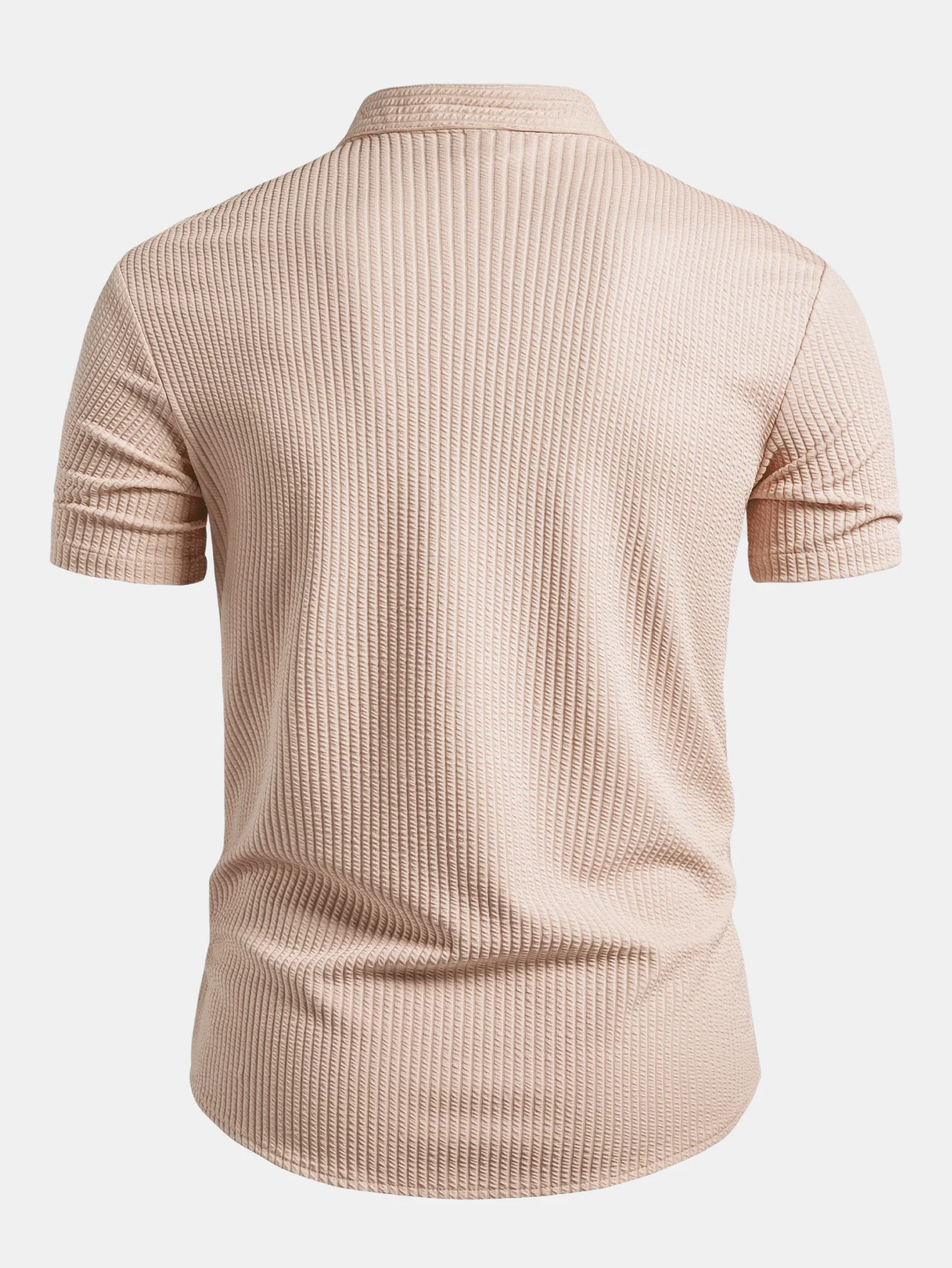 Muscle Fit Ribbed Stand Collar Shirt - Image 14