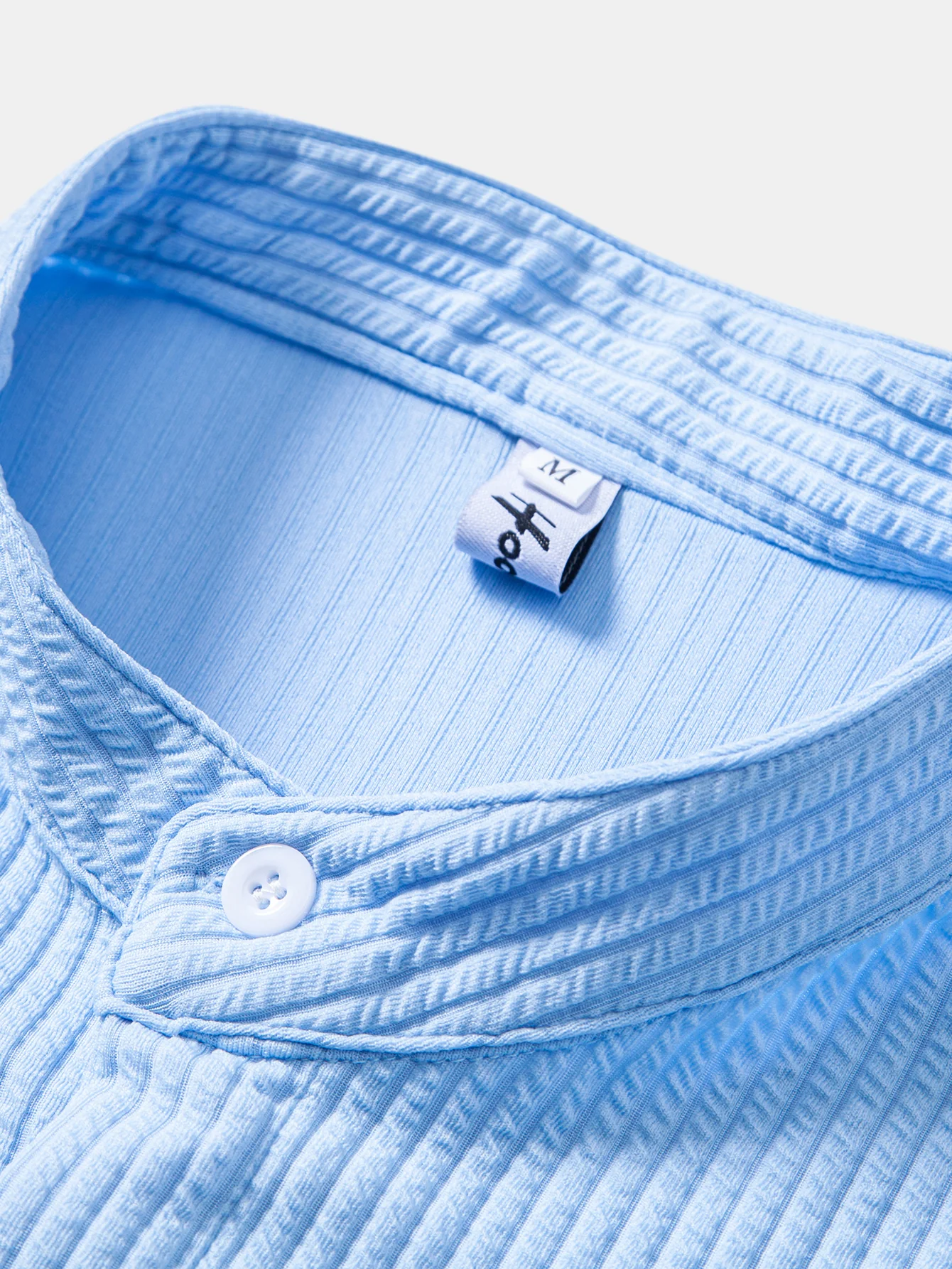 Muscle Fit Ribbed Stand Collar Shirt - Image 15