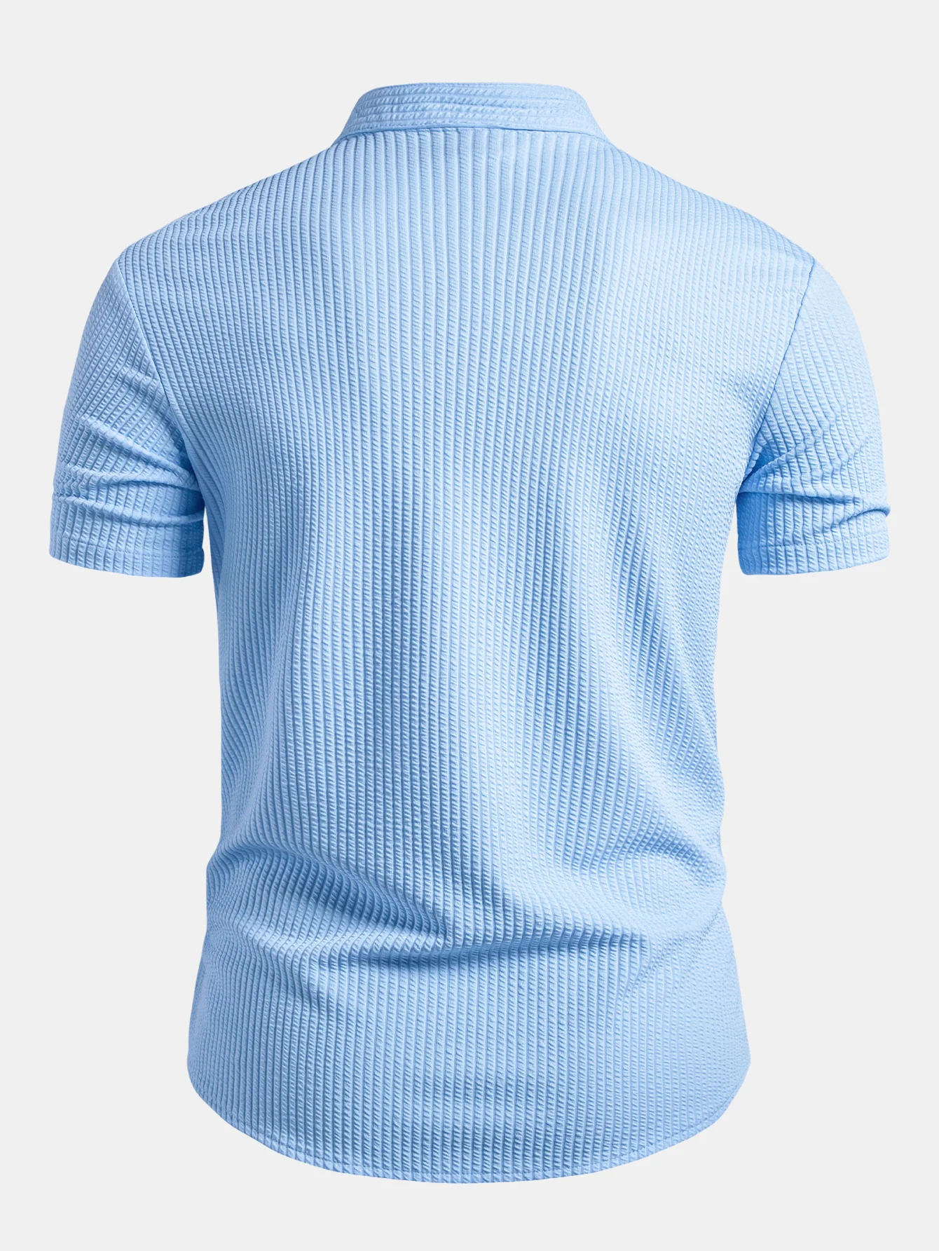 Muscle Fit Ribbed Stand Collar Shirt - Image 2