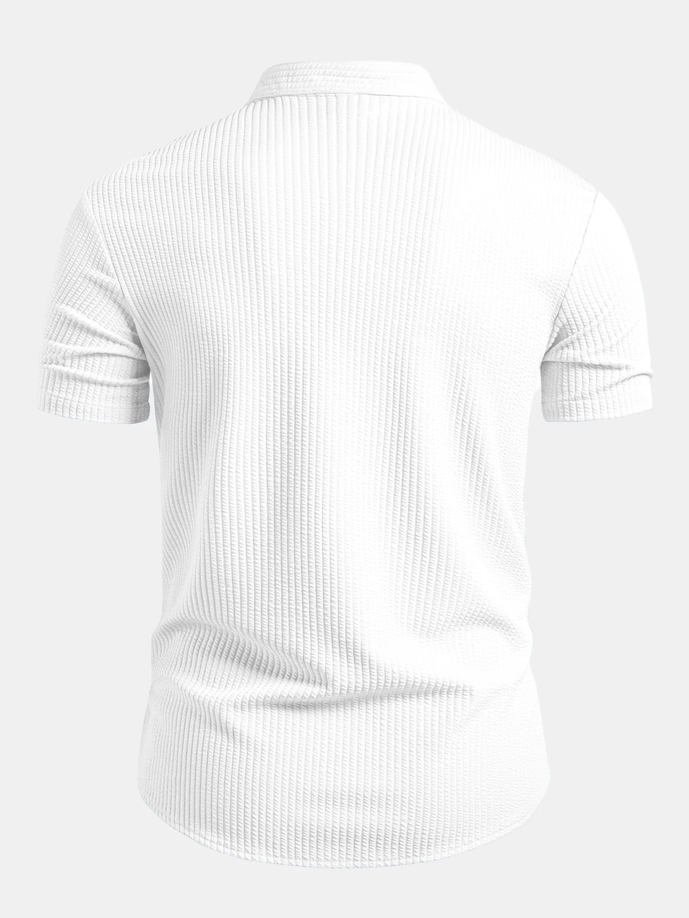 Muscle Fit Ribbed Stand Collar Shirt - Image 6