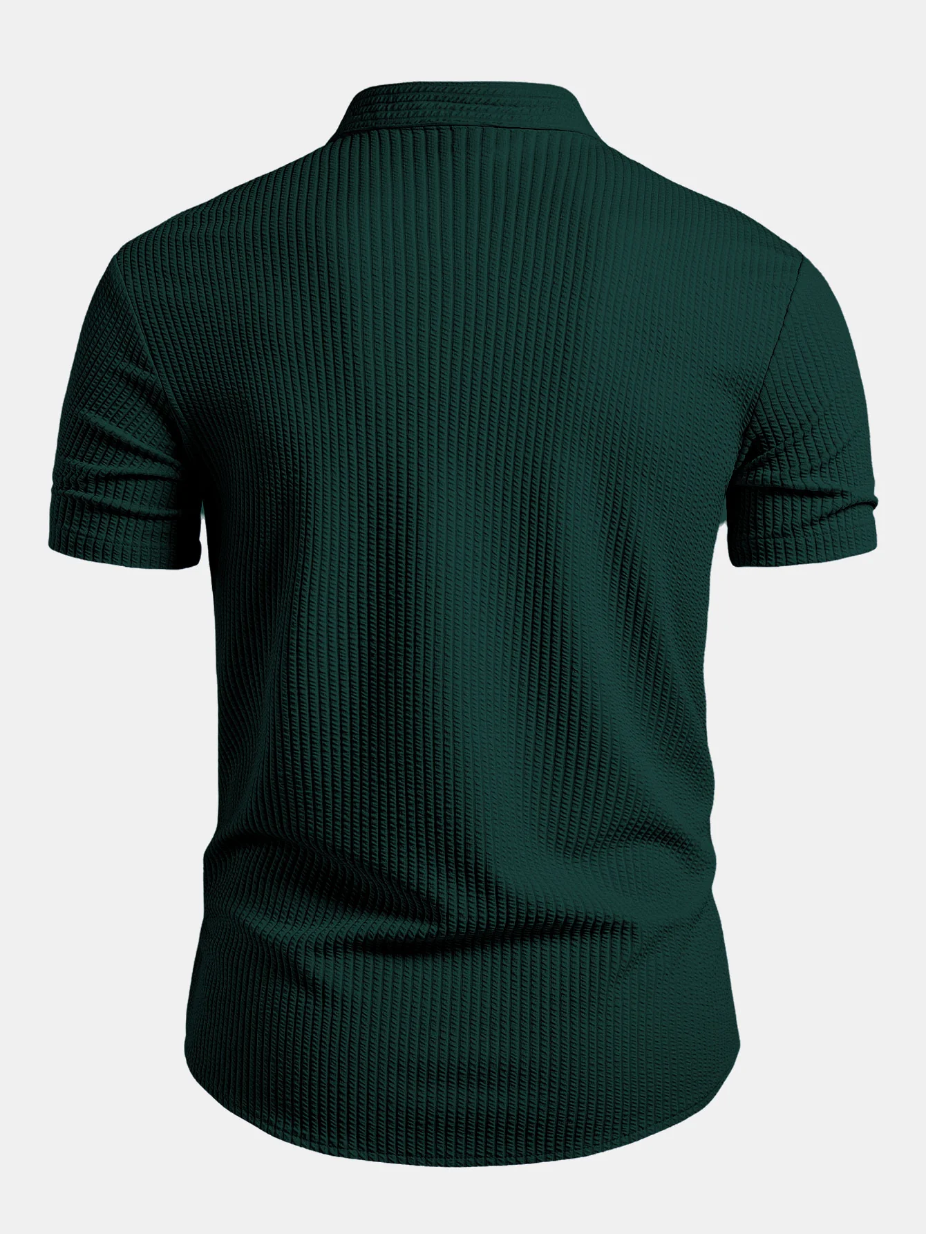 Muscle Fit Ribbed Stand Collar Shirt - Image 8