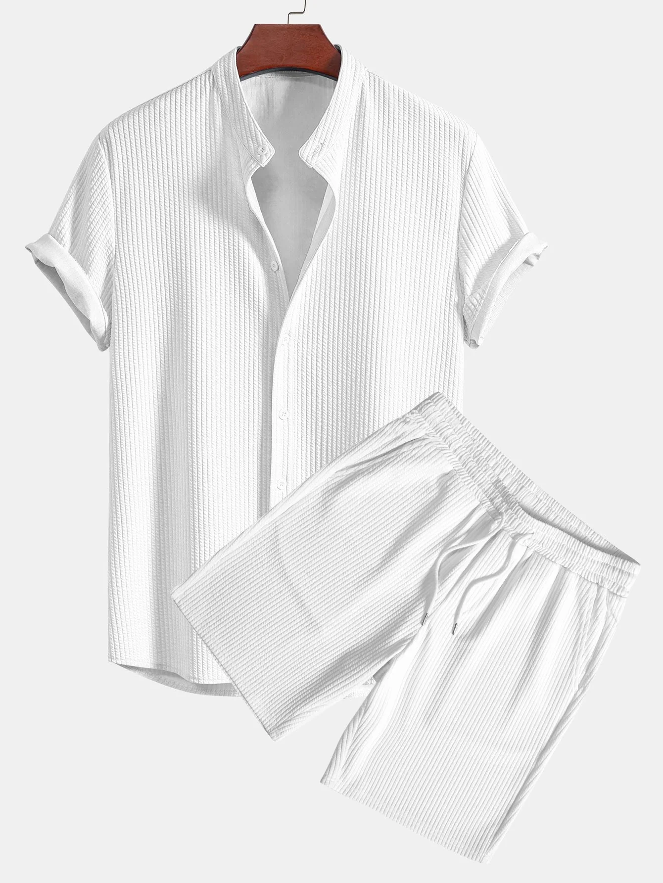 Muscle Fit Rippkragenhemd & Shorts - Image 4