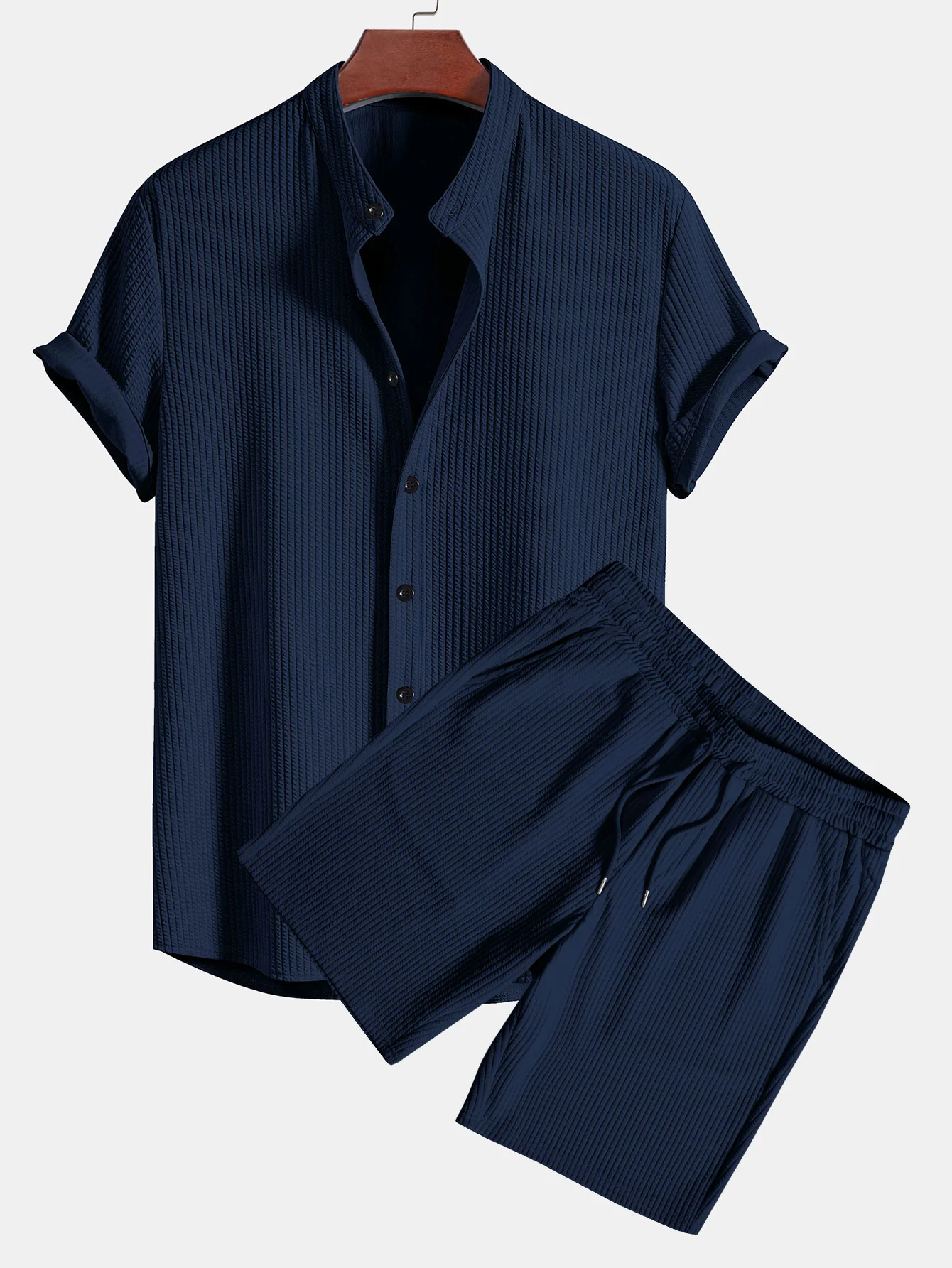 Muscle Fit Rippkragenhemd & Shorts - Image 5