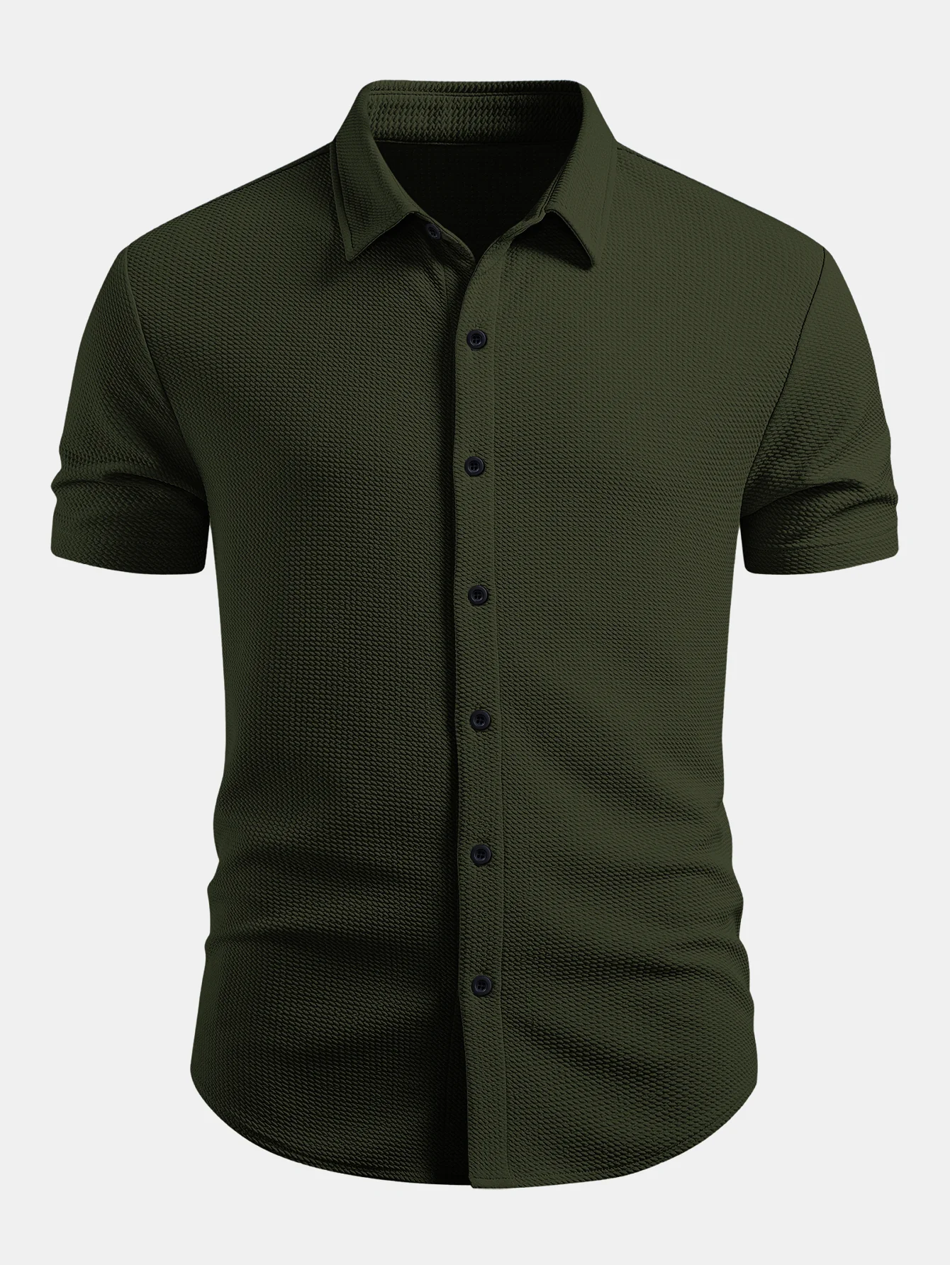 Muscle Fit Textured Button Up Shirt