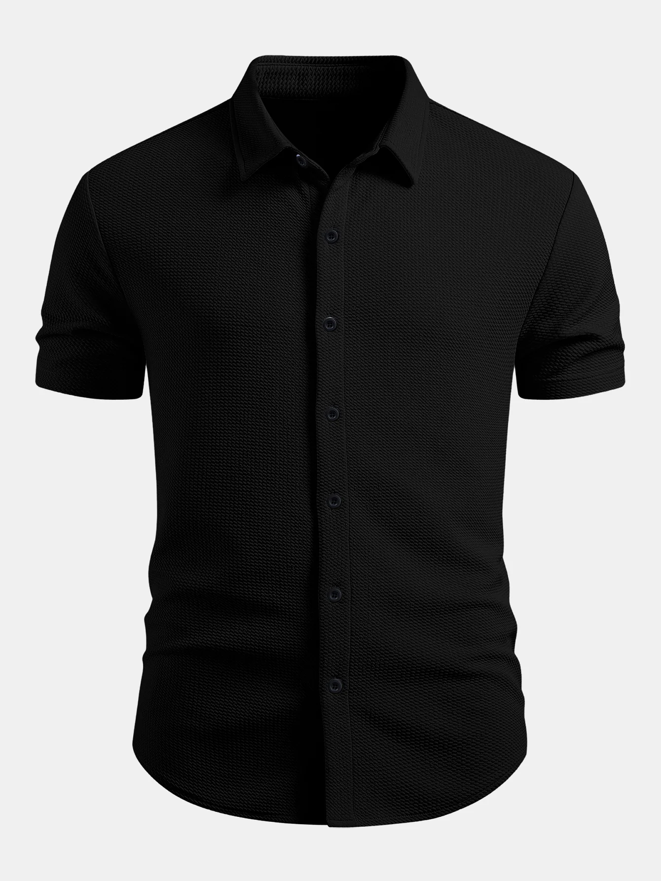 Muscle Fit Textured Button Up Shirt - Image 3