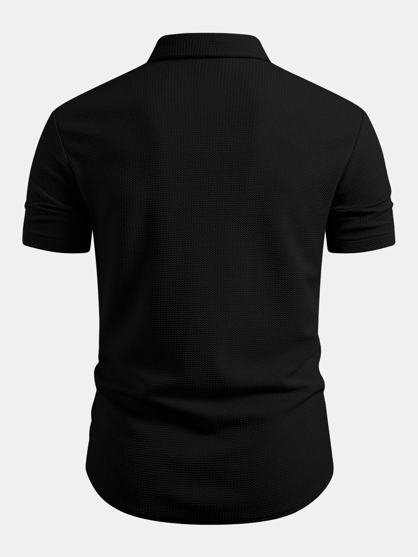 Muscle Fit Textured Button Up Shirt - Image 4