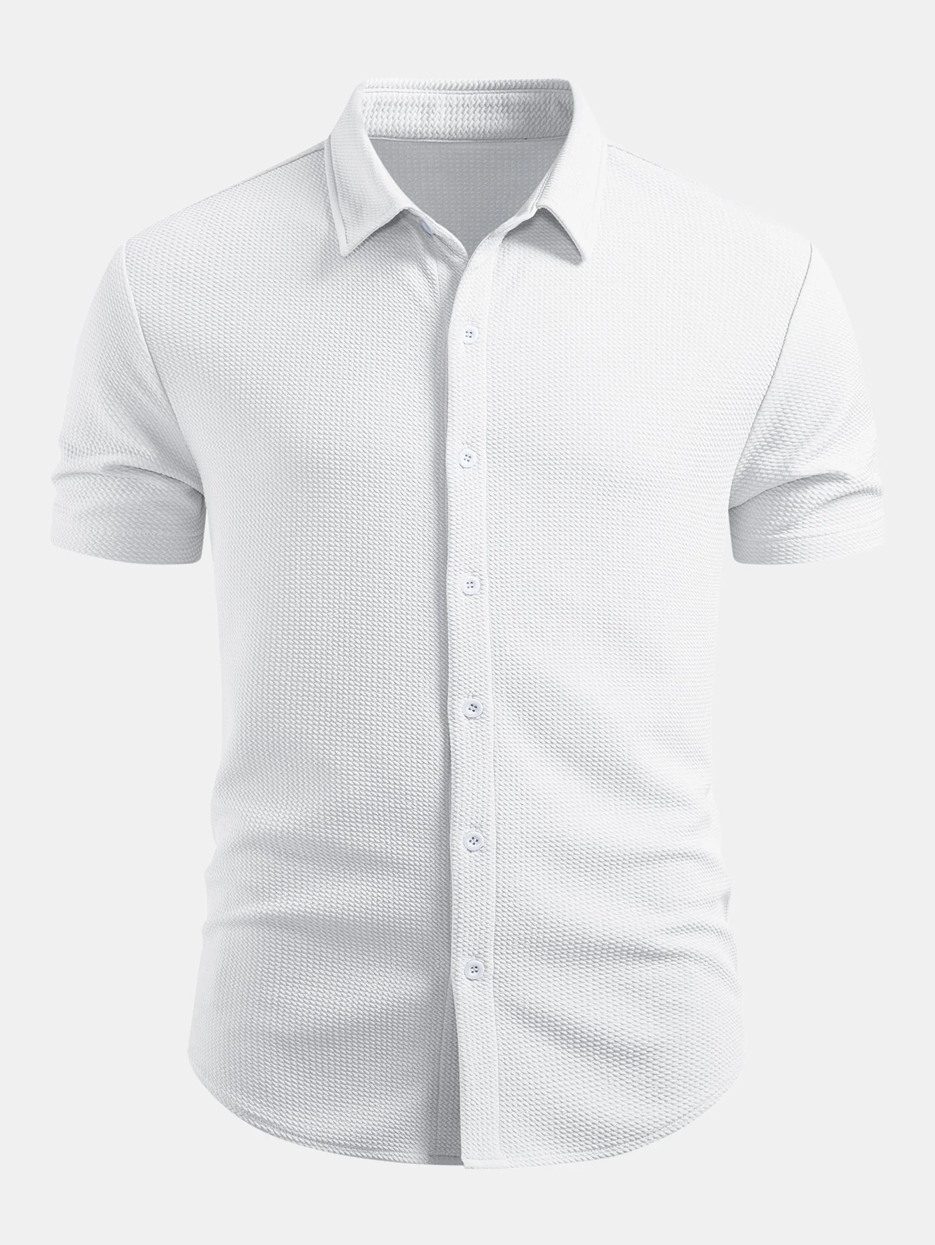 Muscle Fit Textured Button Up Shirt - Image 5