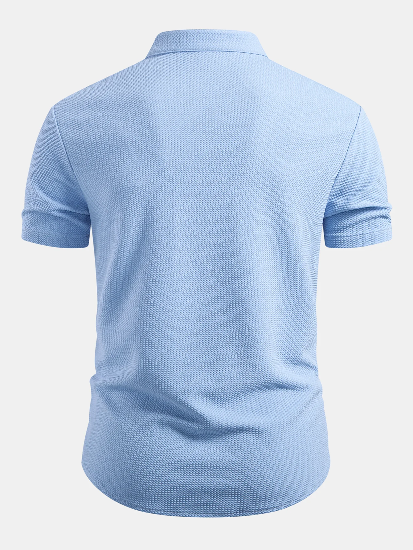 Muscle Fit Textured Stand Collar Shirt - Image 2