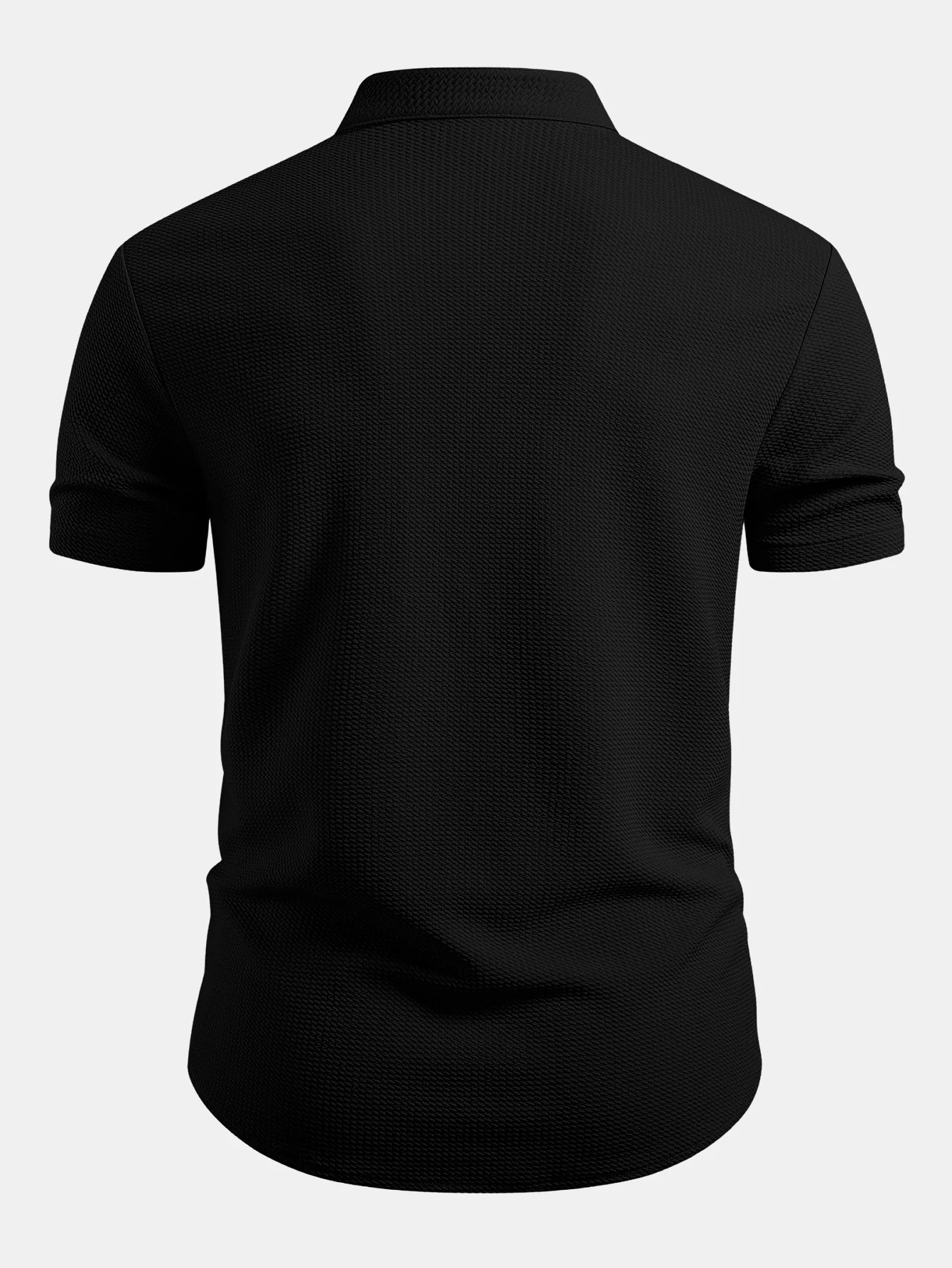 Muscle Fit Textured Stand Collar Shirt - Image 4