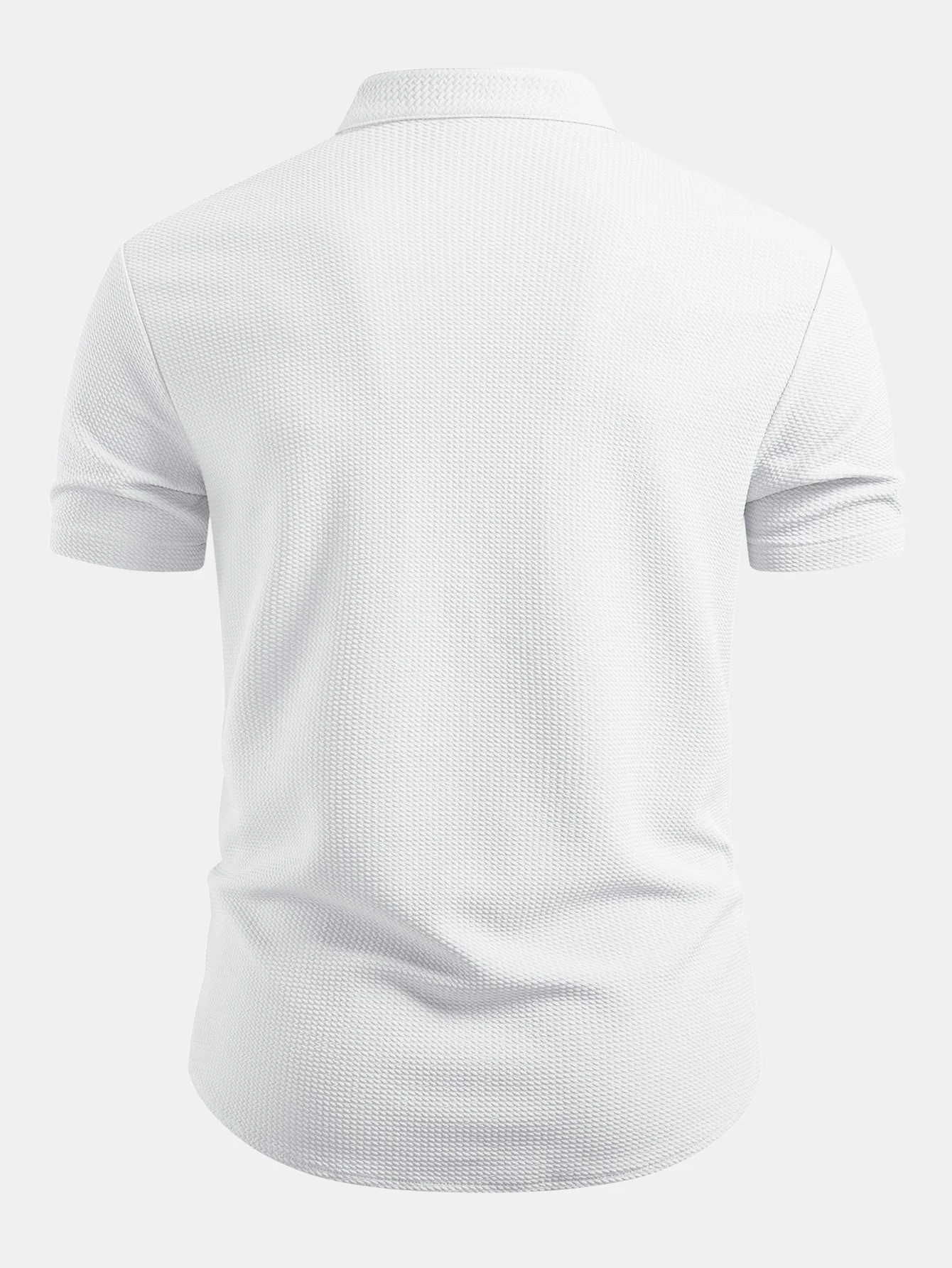 Muscle Fit Textured Stand Collar Shirt - Image 6