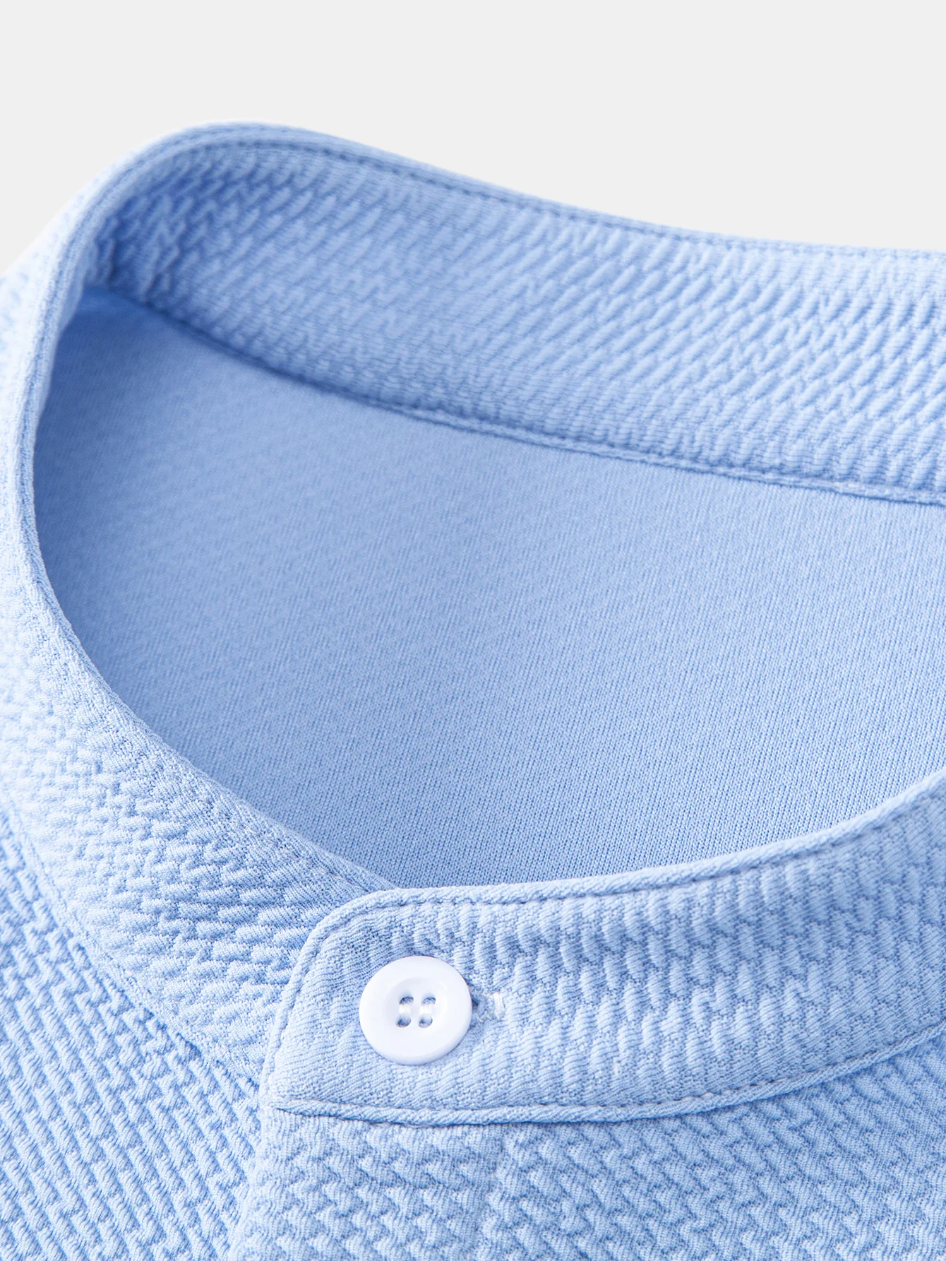 Muscle Fit Textured Stand Collar Shirt - Image 7