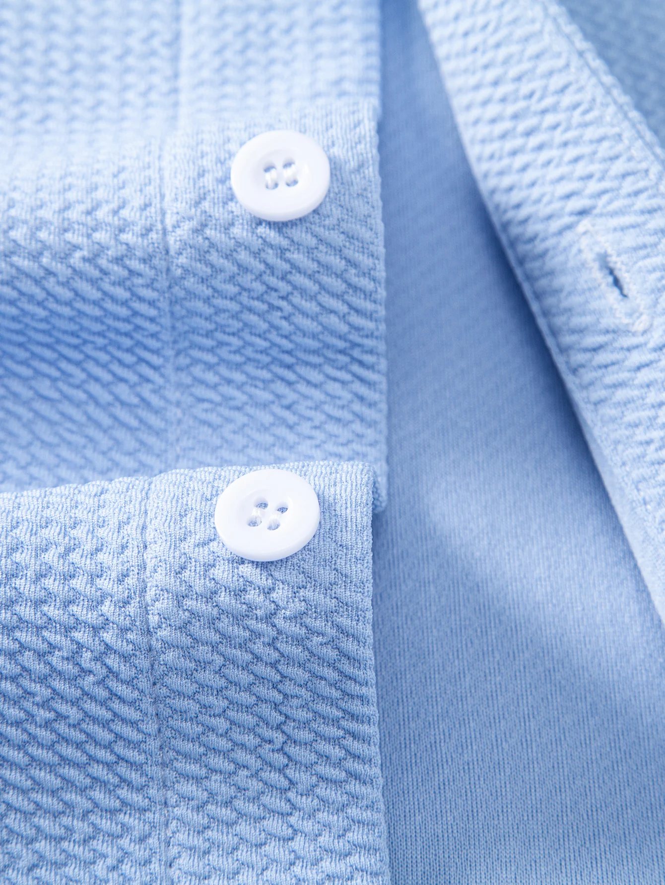Muscle Fit Textured Stand Collar Shirt - Image 8
