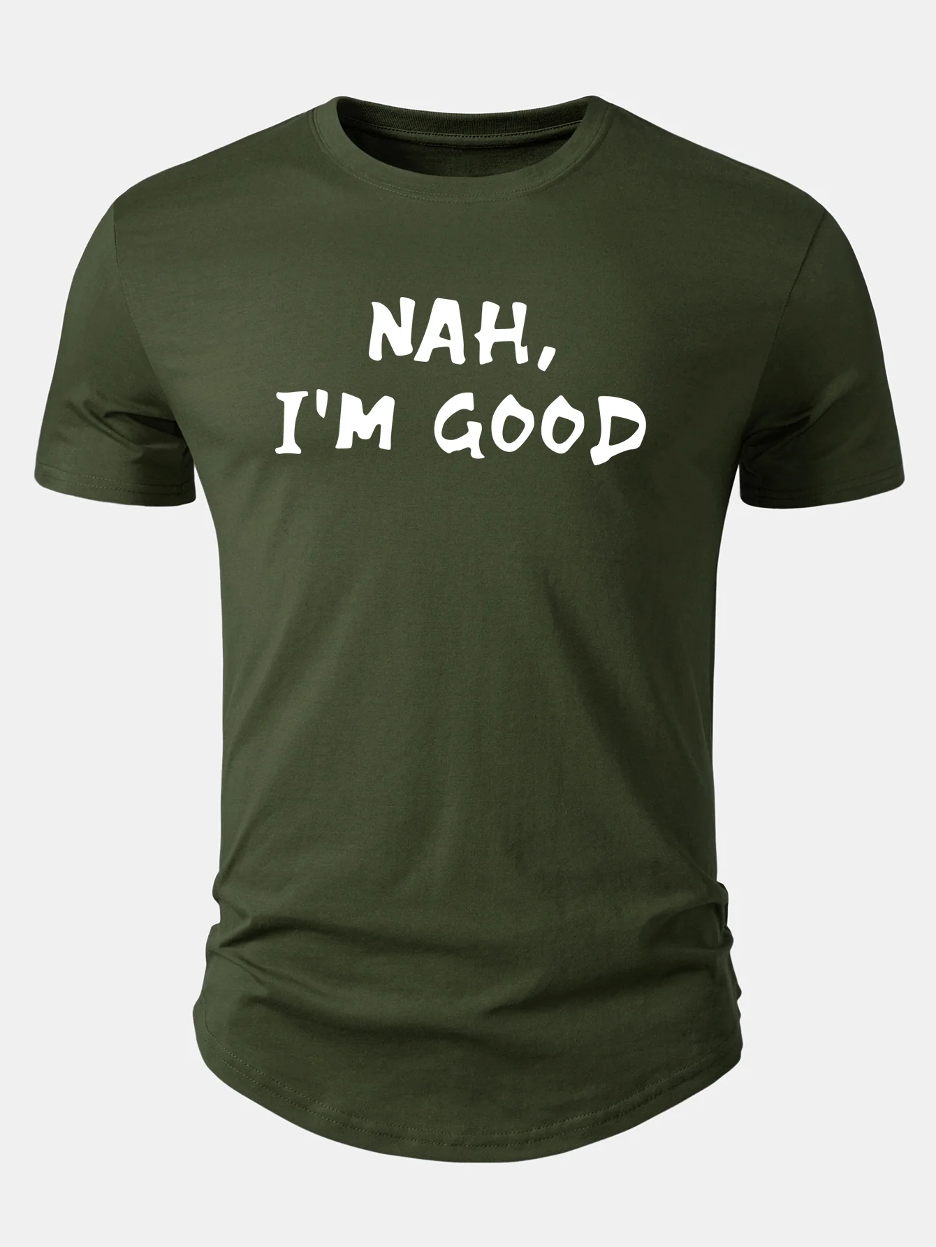 Nah I'm Good Print Cotton Arc Hem T-Shirt - Image 3