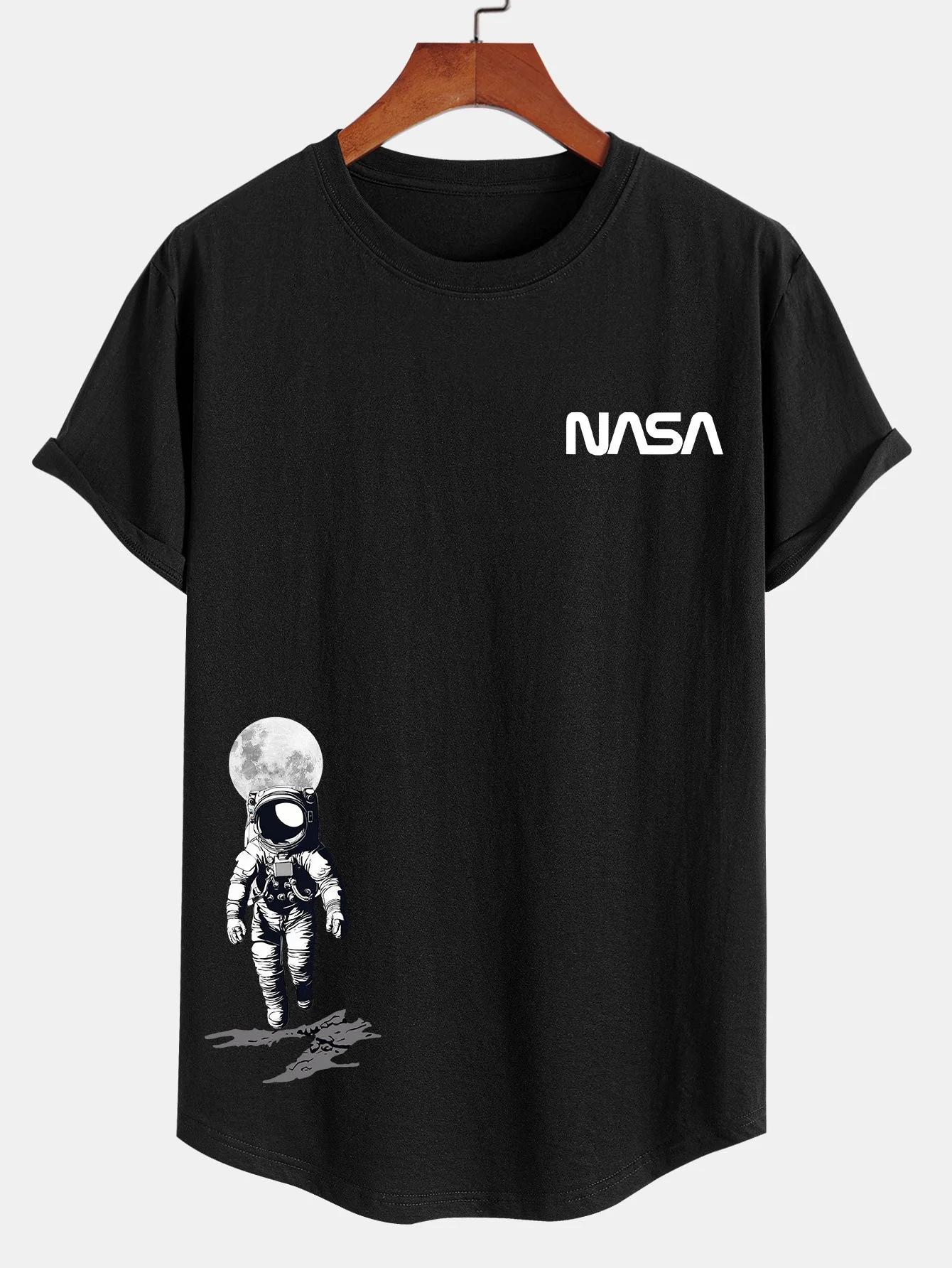 NASA Astronauten Druck Baumwolle Bogen Saum T-Shirt
