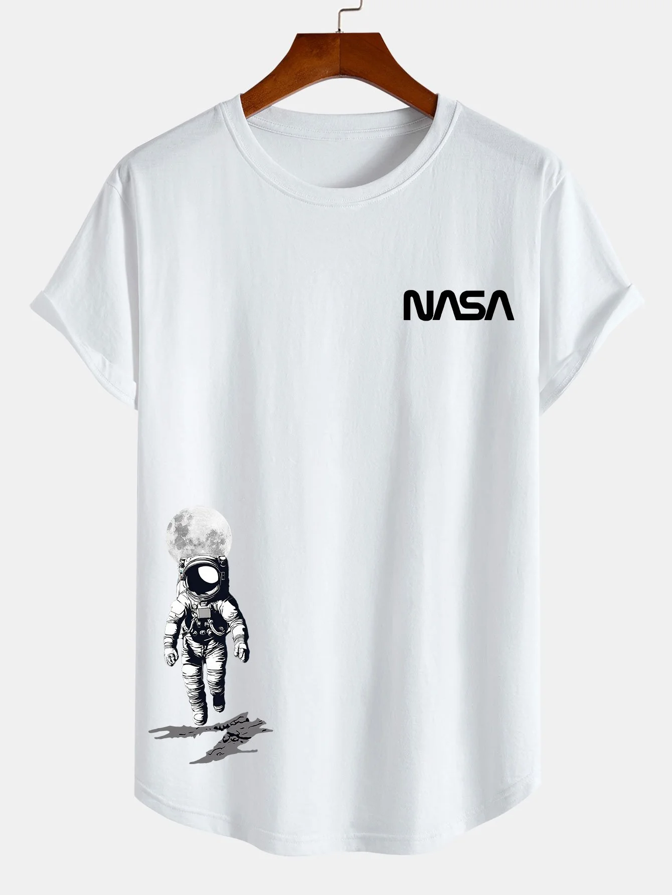 NASA Astronauten Druck Baumwolle Bogen Saum T-Shirt - Image 3