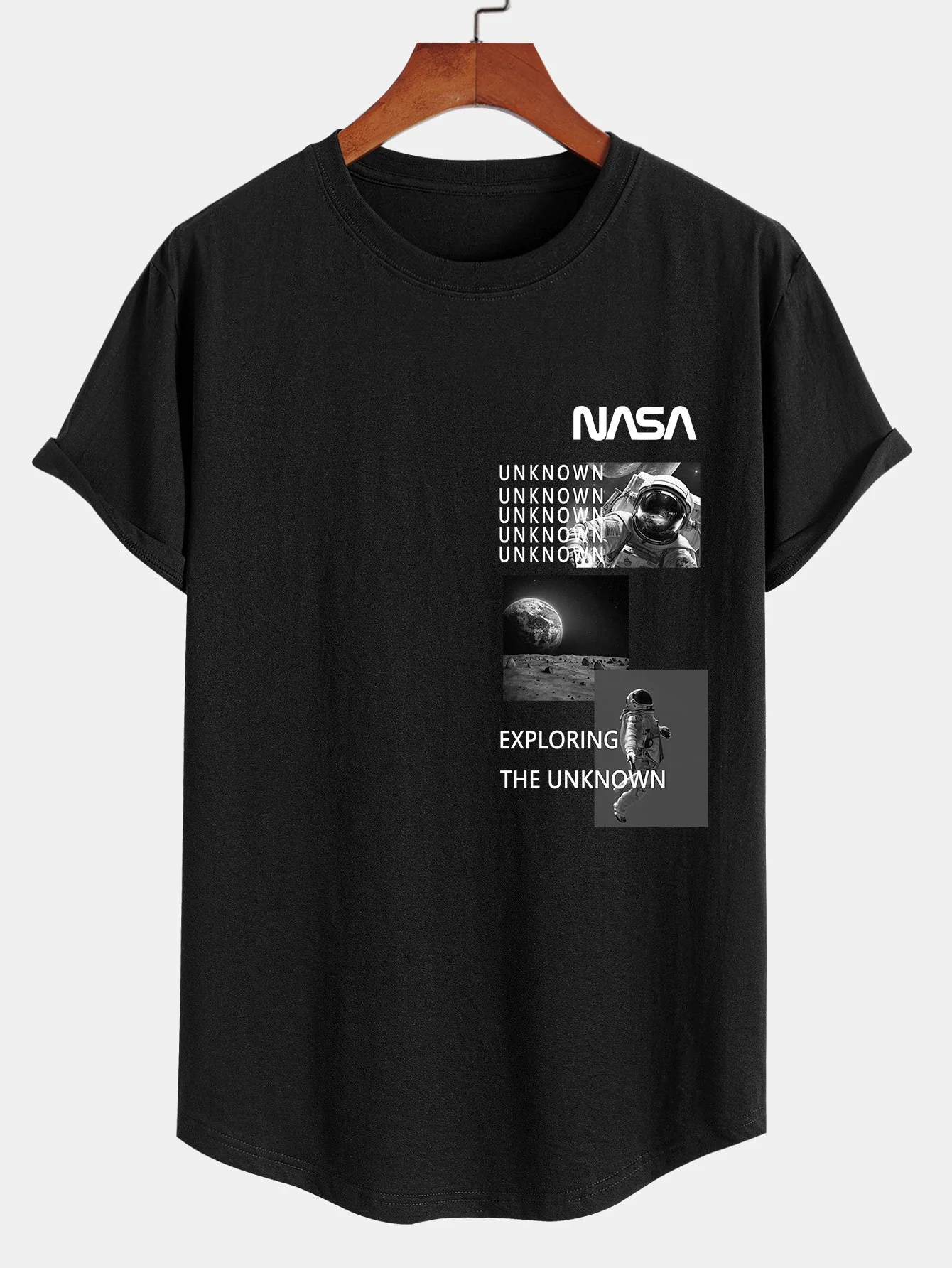 NASA Mondlandung Print Baumwolle Bogen Saum T-Shirt - Image 3