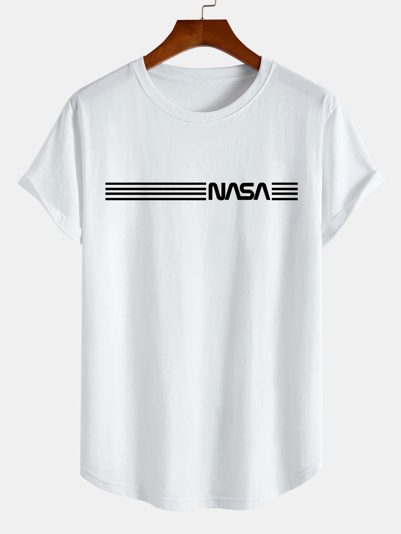 Nasa Streifen Druck Baumwolle Bogen Saum T-Shirt - Image 3