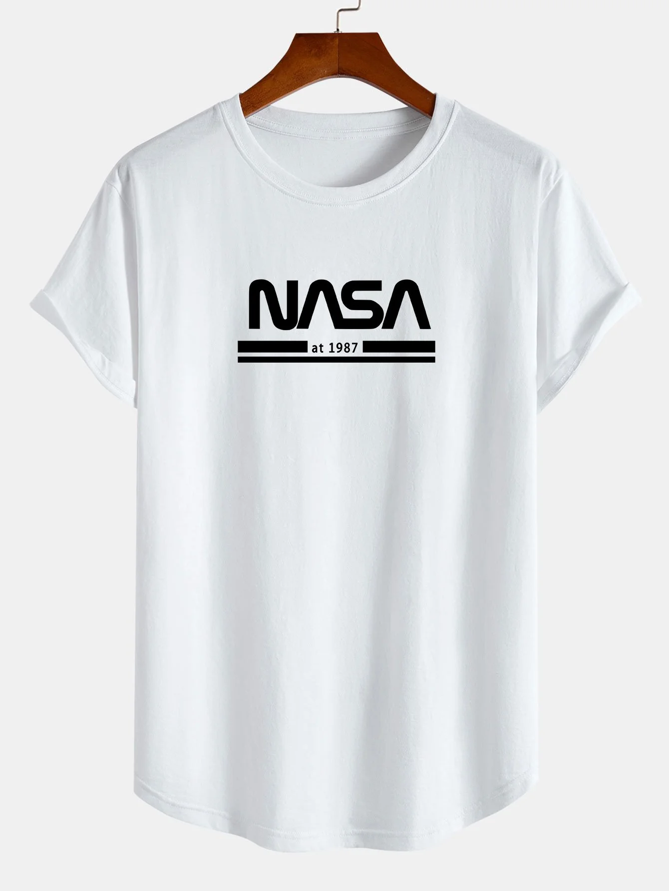 NASA Streifen Druck Baumwolle Bogen Saum T-Shirt - Image 3