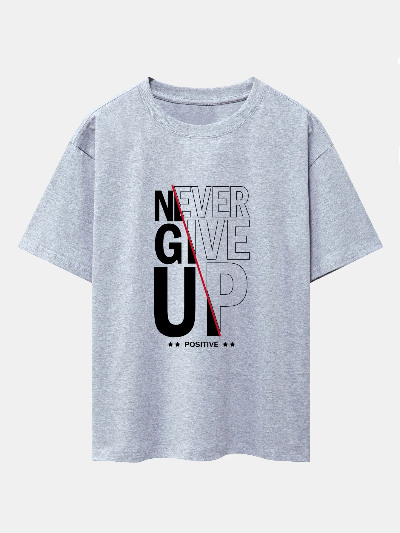 Never Give Up Print Drop Shoulder Oversize T-Shirt - Image 13