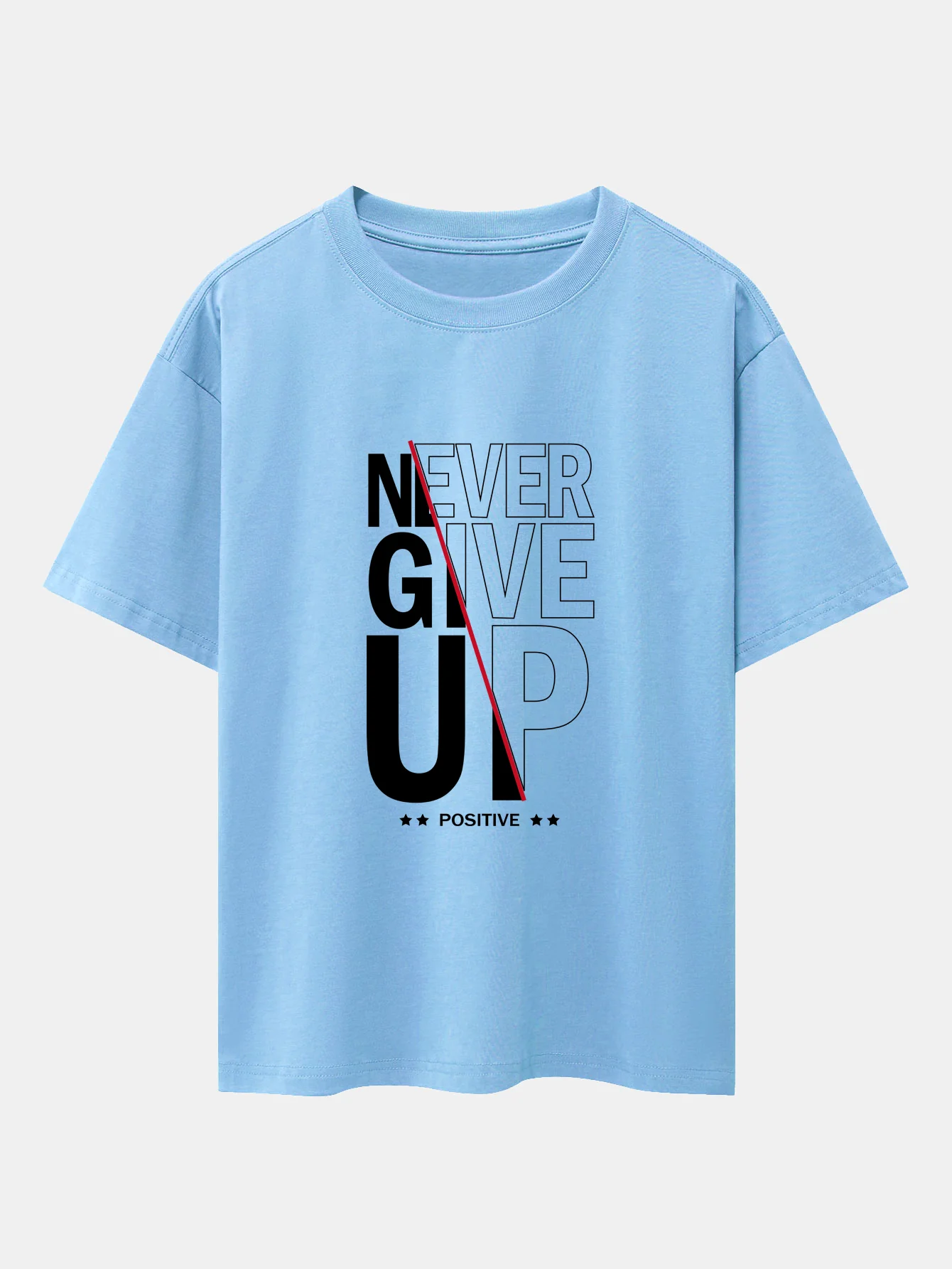 Never Give Up Print Drop Shoulder Oversize T-Shirt - Image 14