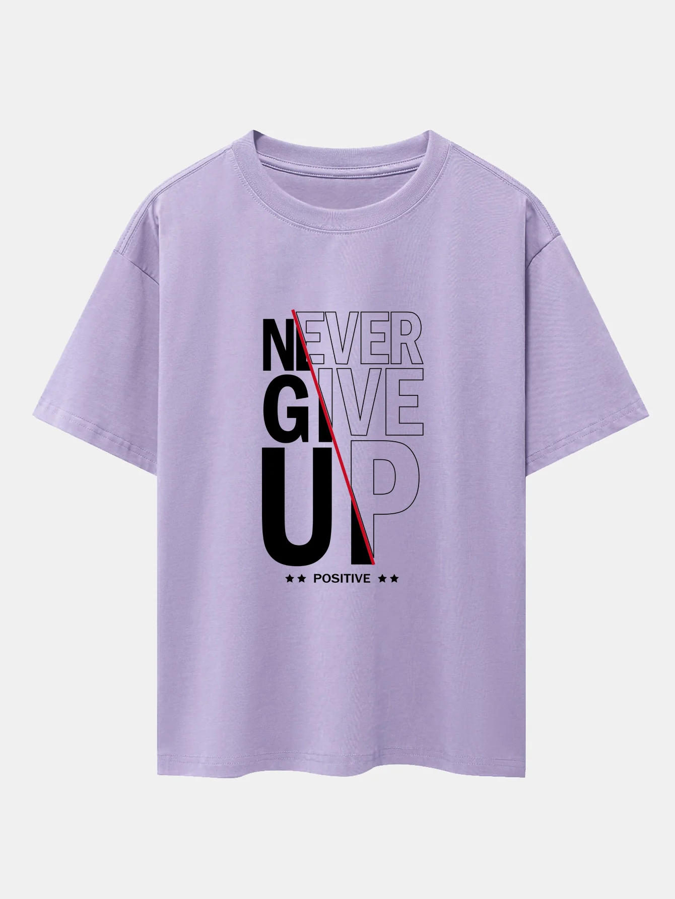 Never Give Up Print Drop Shoulder Oversize T-Shirt - Image 15