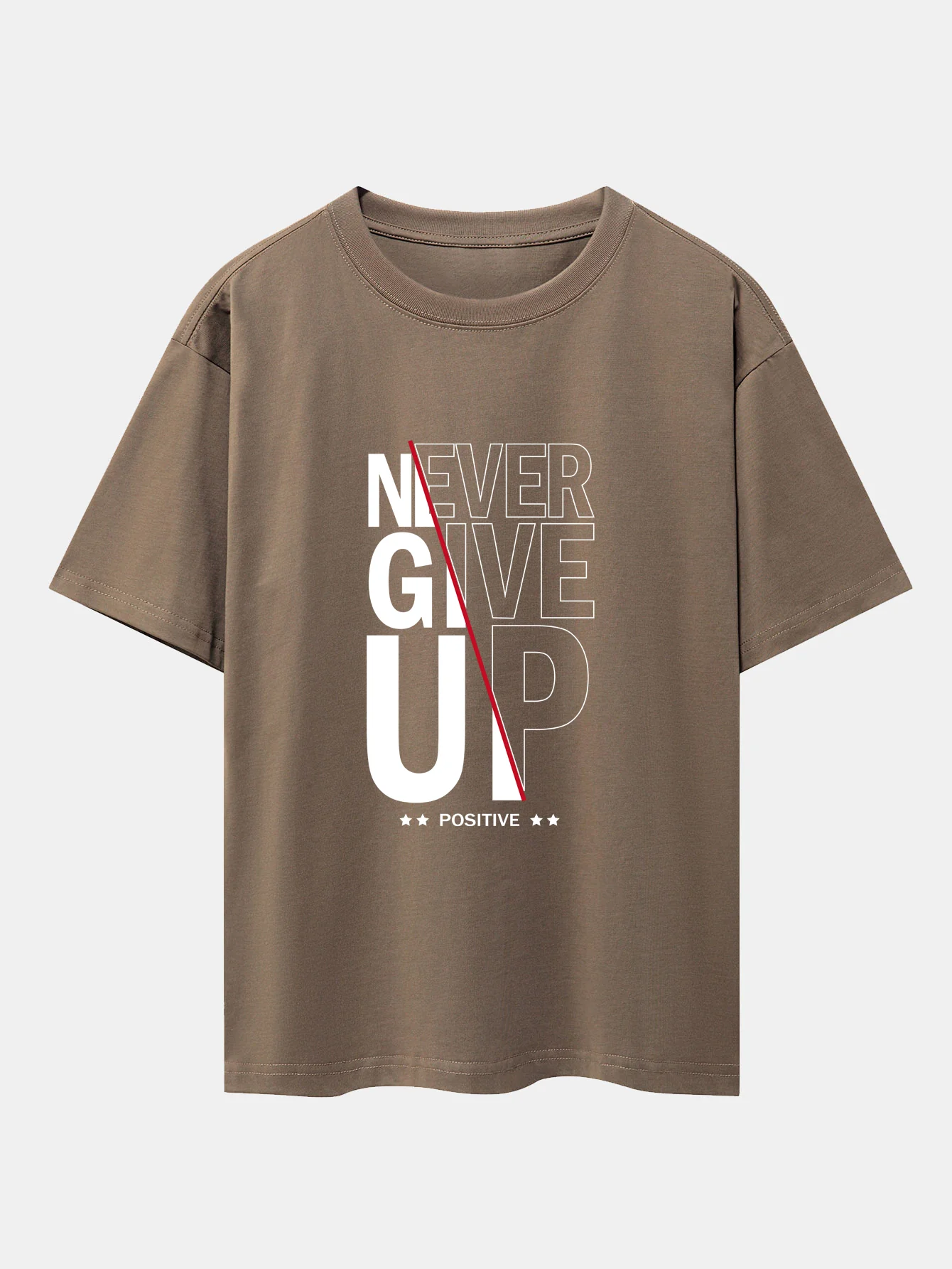 Never Give Up Print Drop Shoulder Oversize T-Shirt - Image 4