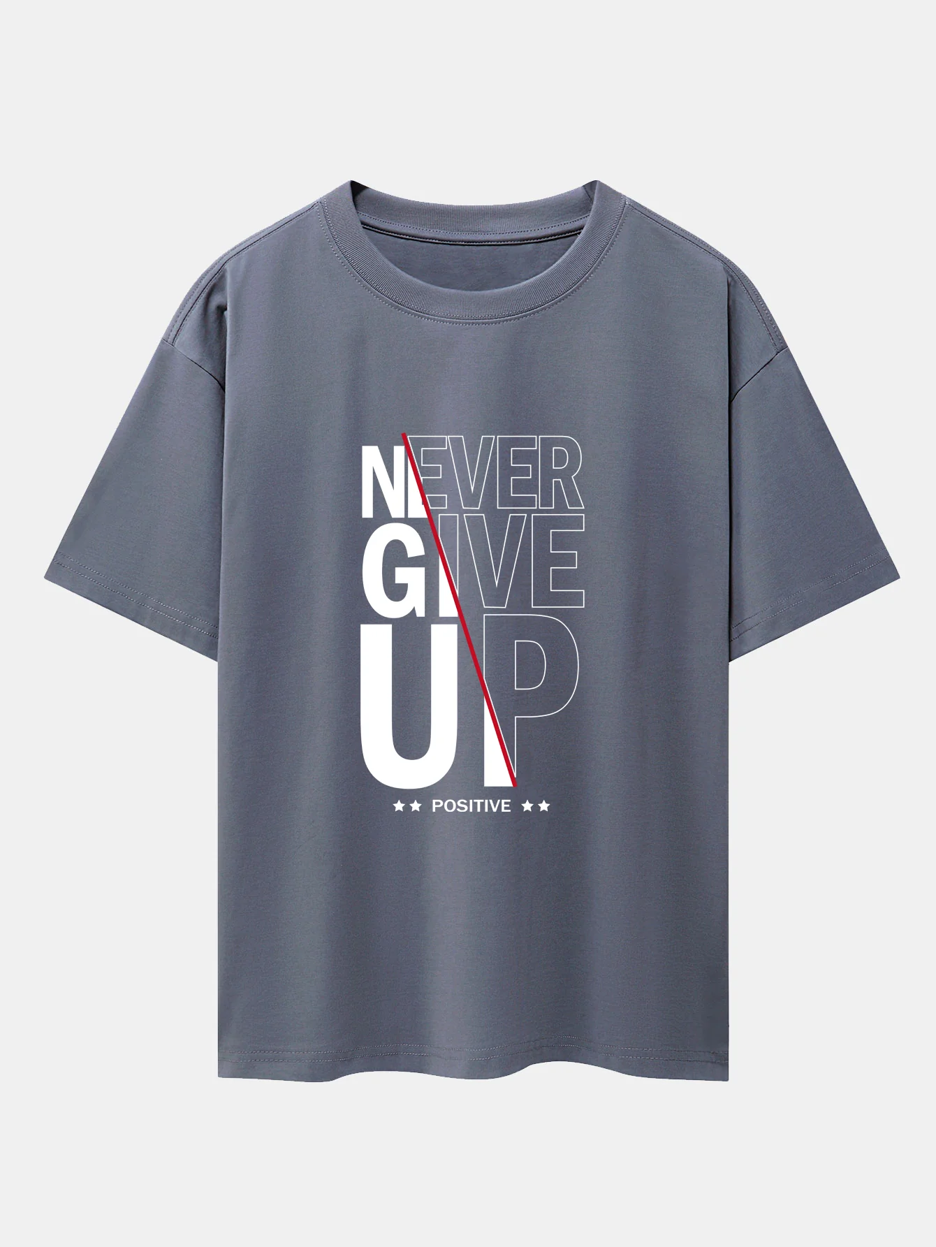Never Give Up Print Drop Shoulder Oversize T-Shirt - Image 5