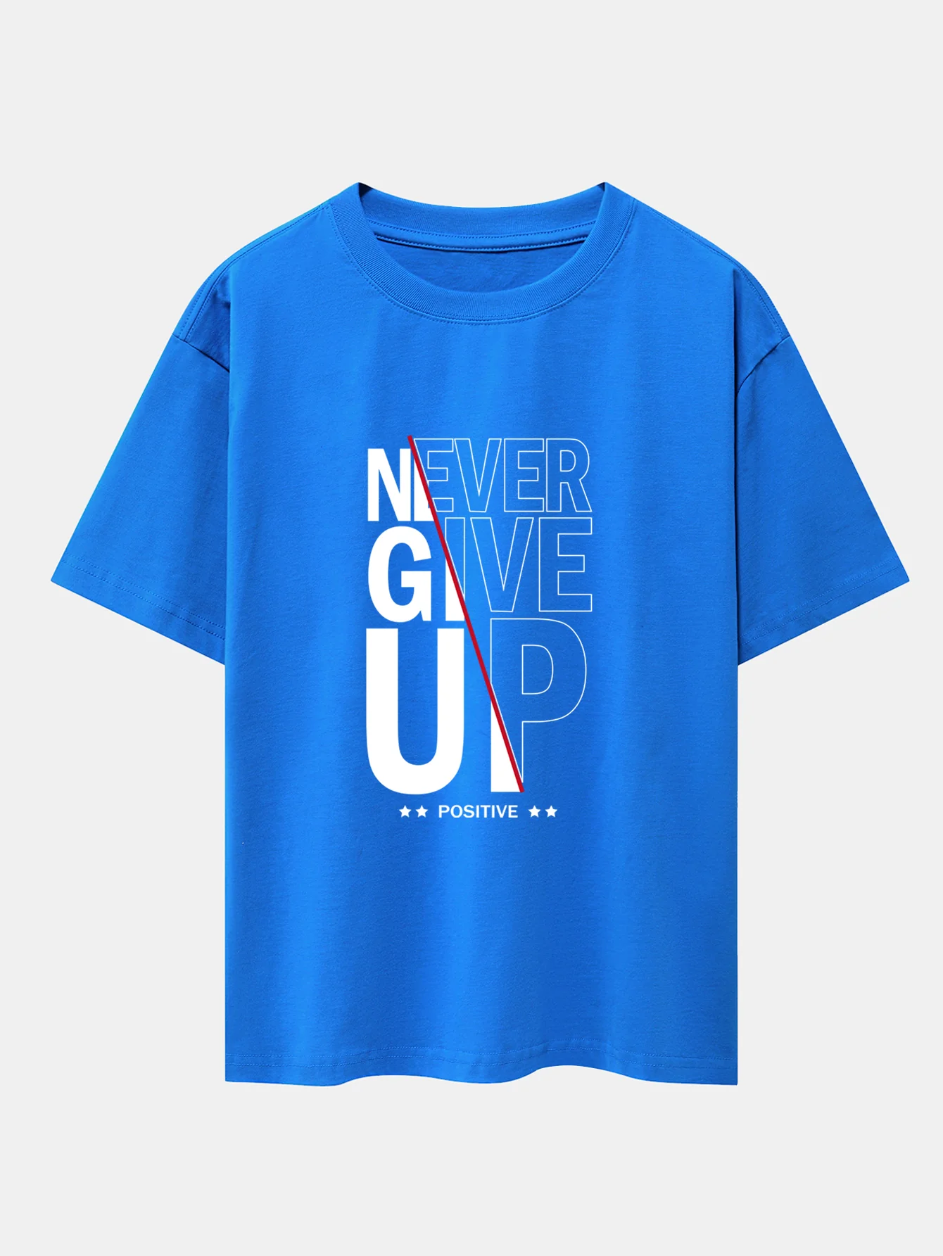 Never Give Up Print Drop Shoulder Oversize T-Shirt - Image 6