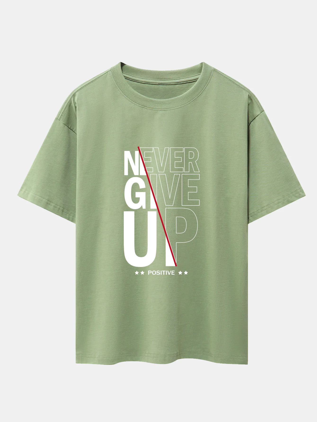 Never Give Up Print Drop Shoulder Oversize T-Shirt - Image 7