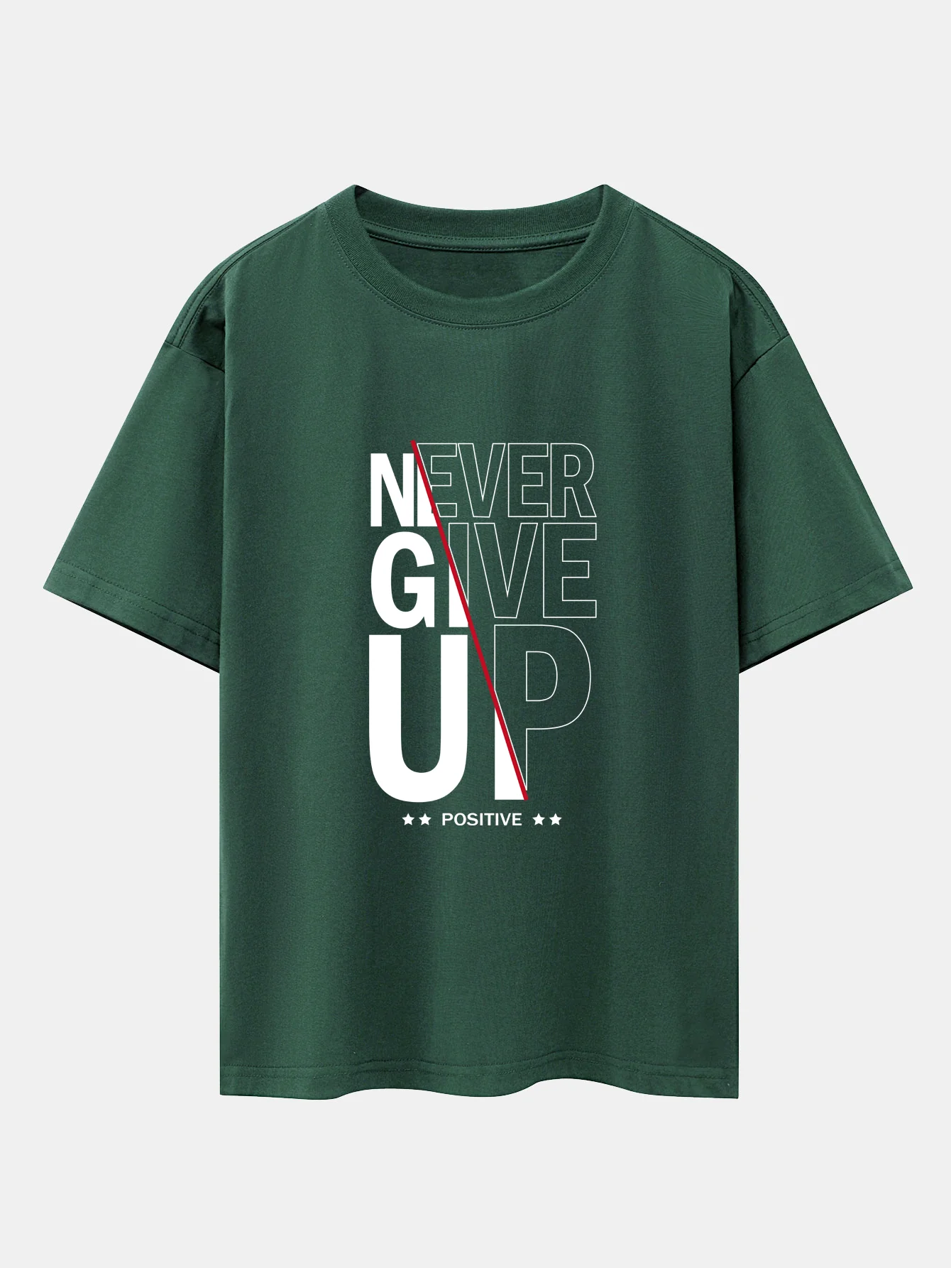 Never Give Up Print Drop Shoulder Oversize T-Shirt - Image 8