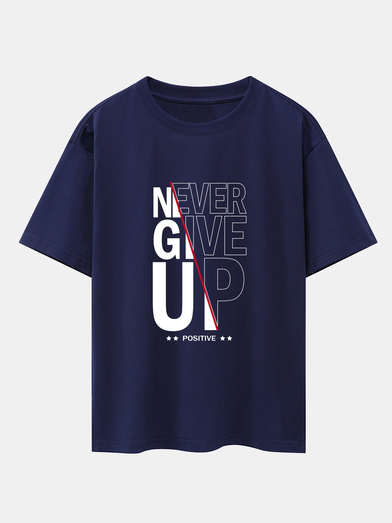 Never Give Up Print Drop Shoulder Oversize T-Shirt - Image 9
