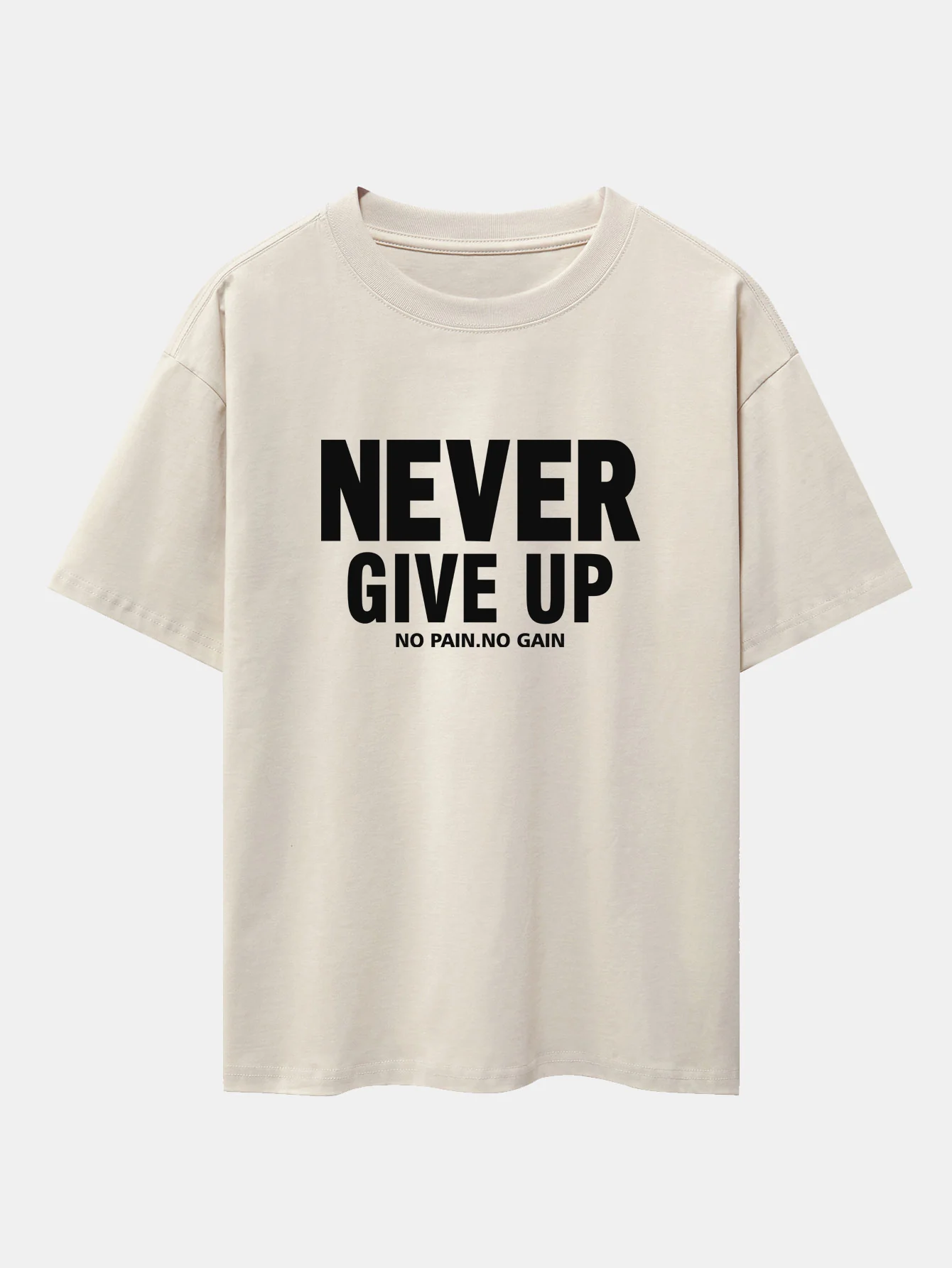 Never Give Up Print Drop Shoulder Oversize T-Shirt - Image 10