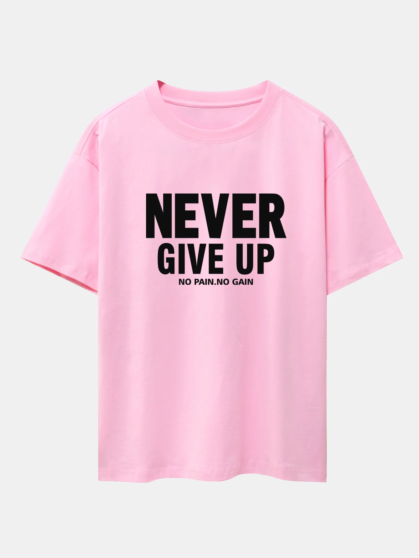 Never Give Up Print Drop Shoulder Oversize T-Shirt - Image 12
