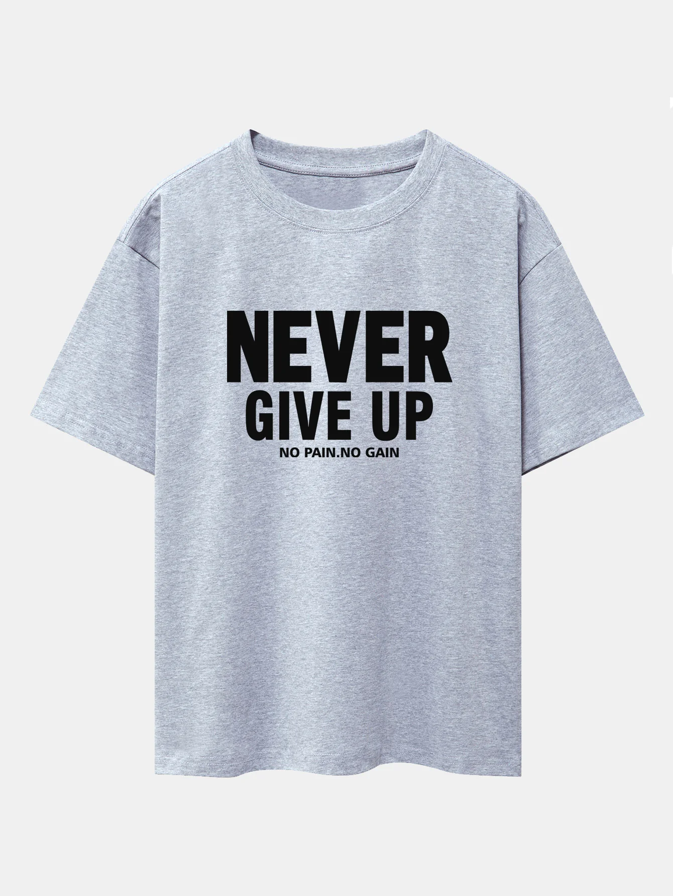 Never Give Up Print Drop Shoulder Oversize T-Shirt - Image 13