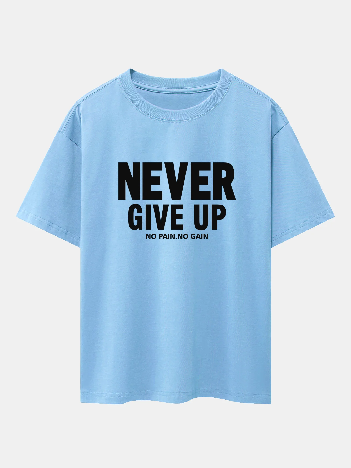 Never Give Up Print Drop Shoulder Oversize T-Shirt - Image 14