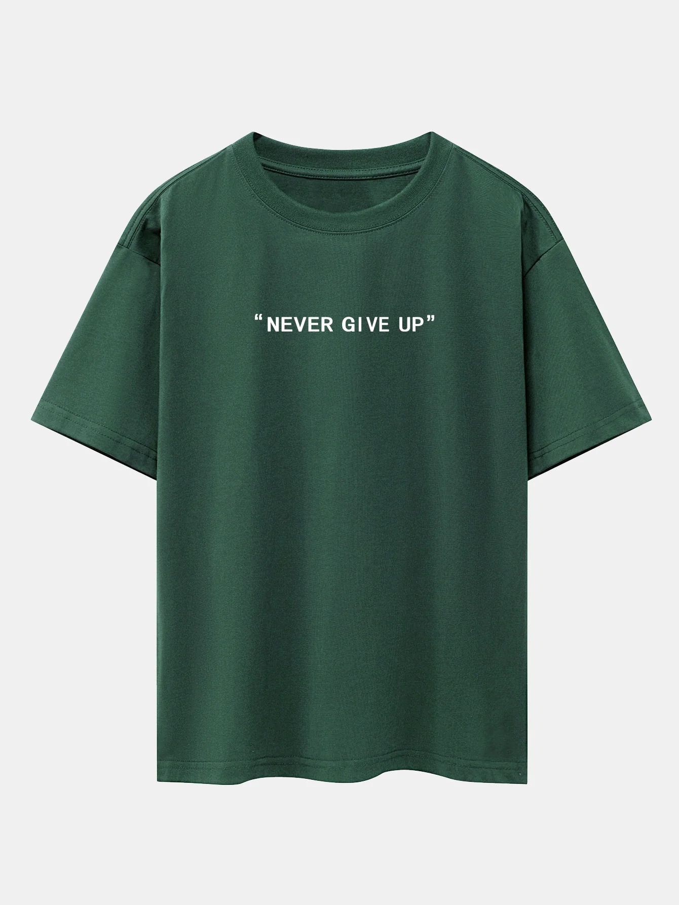 Never Give Up Print Drop Shoulder Oversize T-Shirt - Image 10