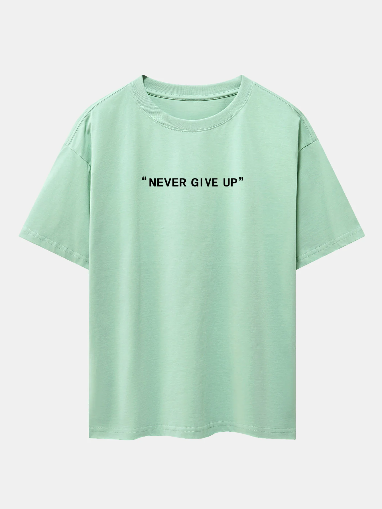 Never Give Up Print Drop Shoulder Oversize T-Shirt - Image 12