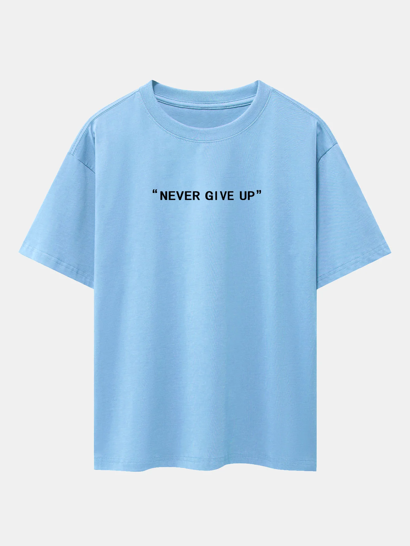 Never Give Up Print Drop Shoulder Oversize T-Shirt - Image 14