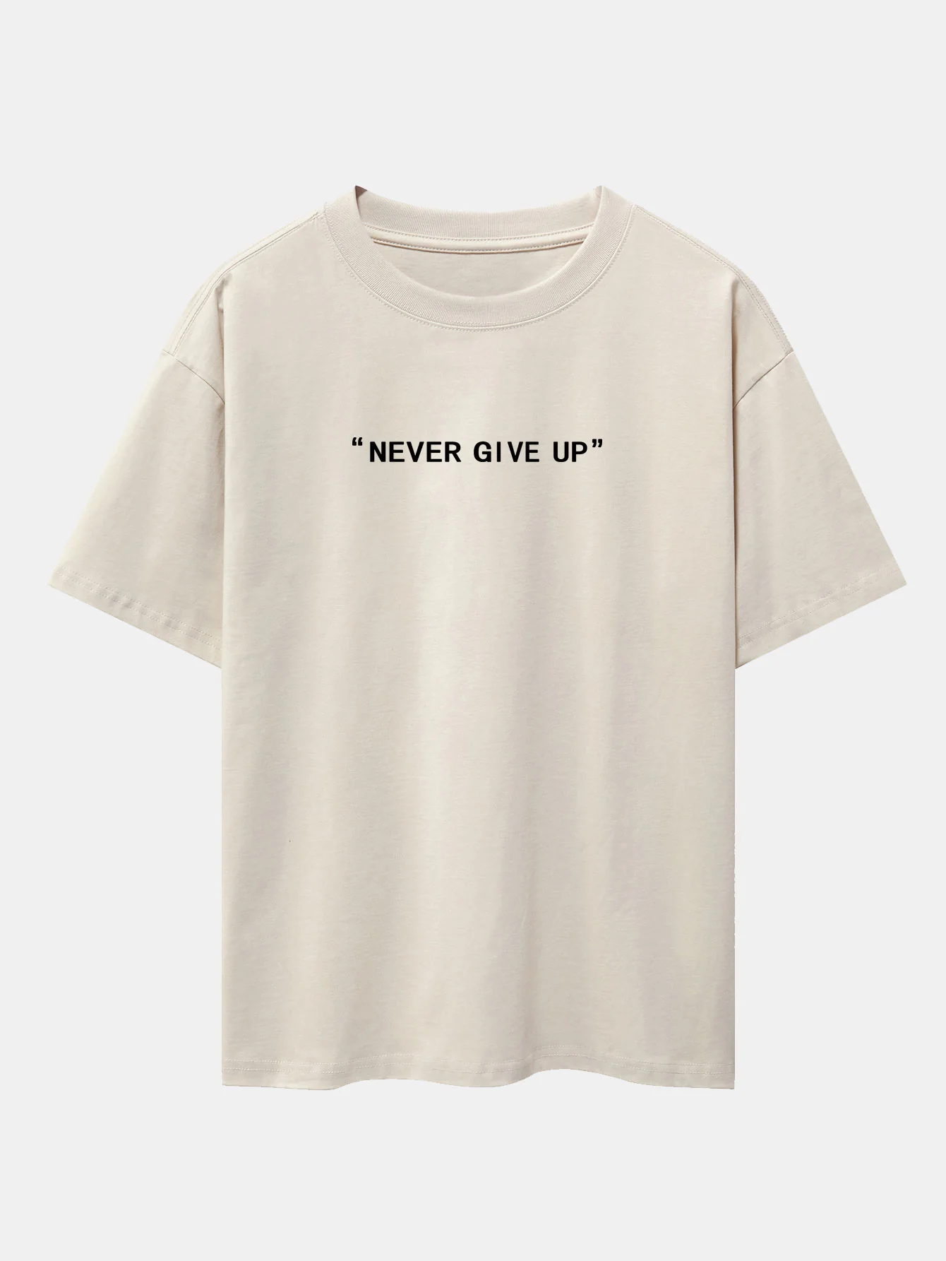Never Give Up Print Drop Shoulder Oversize T-Shirt - Image 3