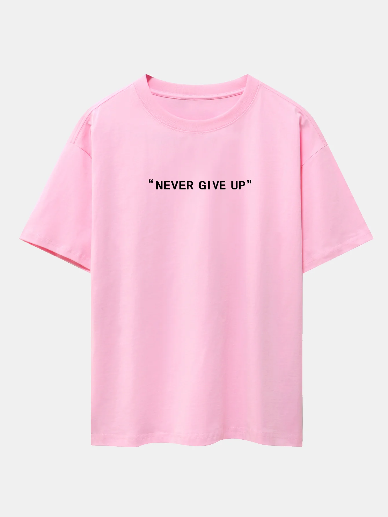 Never Give Up Print Drop Shoulder Oversize T-Shirt - Image 4