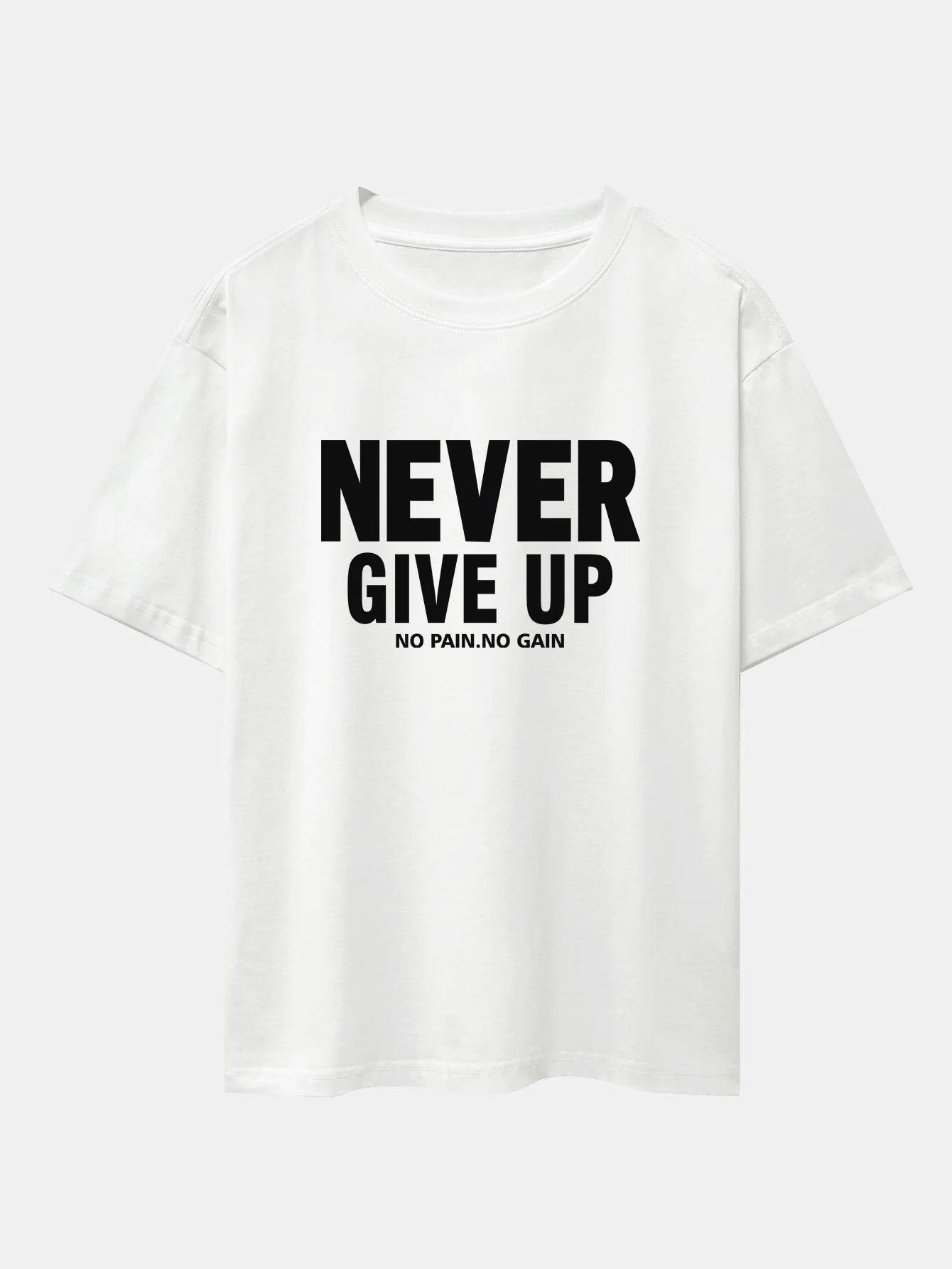 Never Give Up Print Drop Shoulder Oversize T-Shirt - Image 2